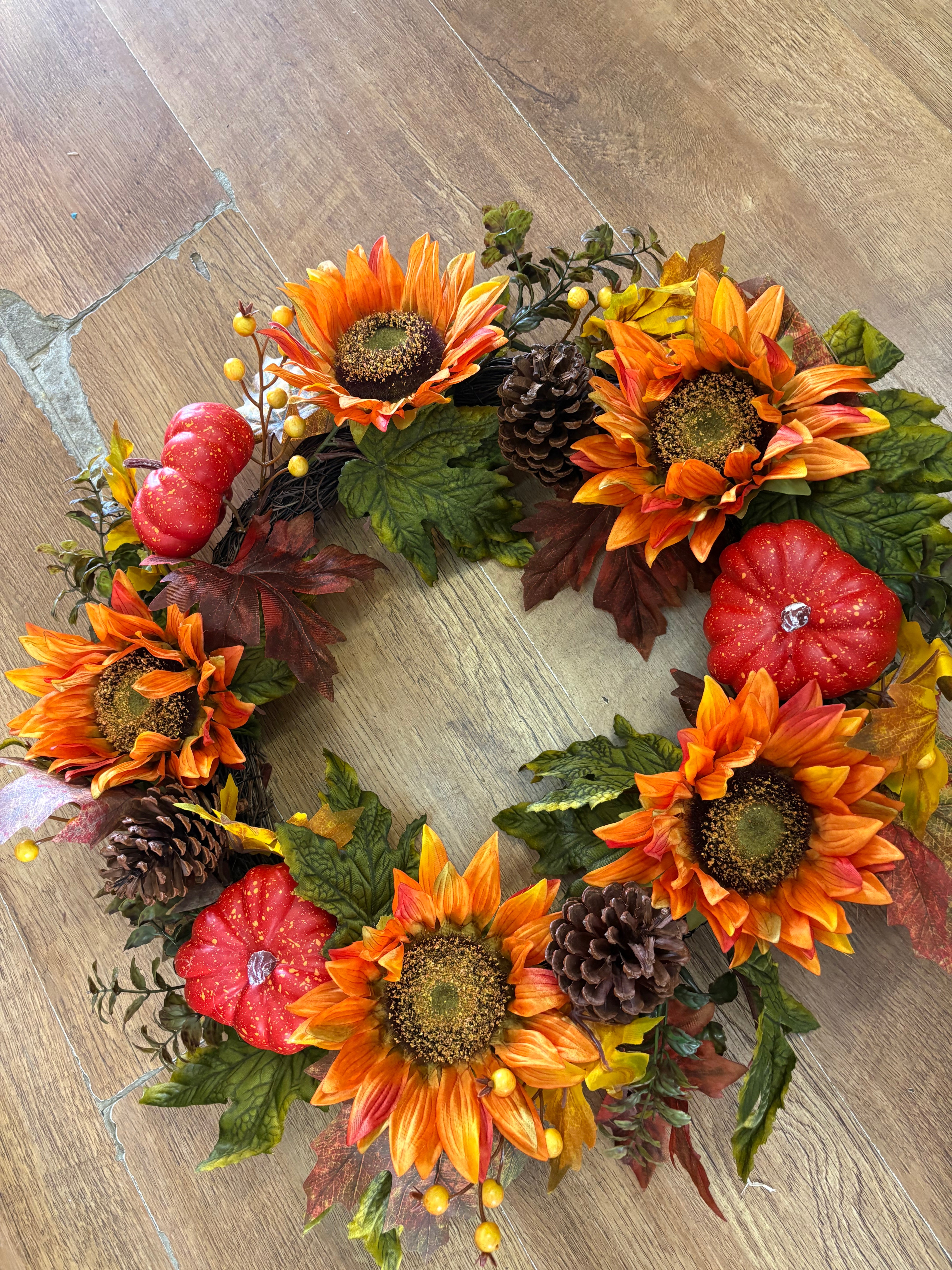 45cm Deluxe Autumnal Sunflower and pumpkin wreath