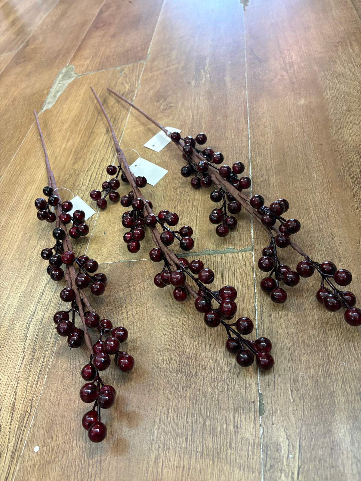 Bundle of 3 burgundy berry stems