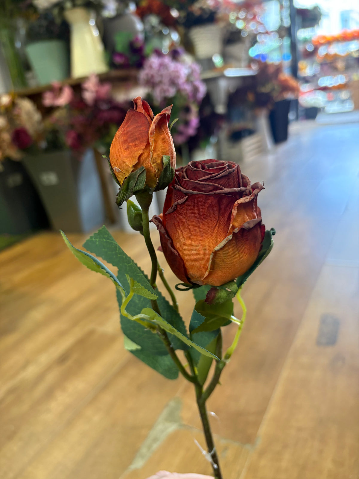 Dried inspired single russet Gemini rose
