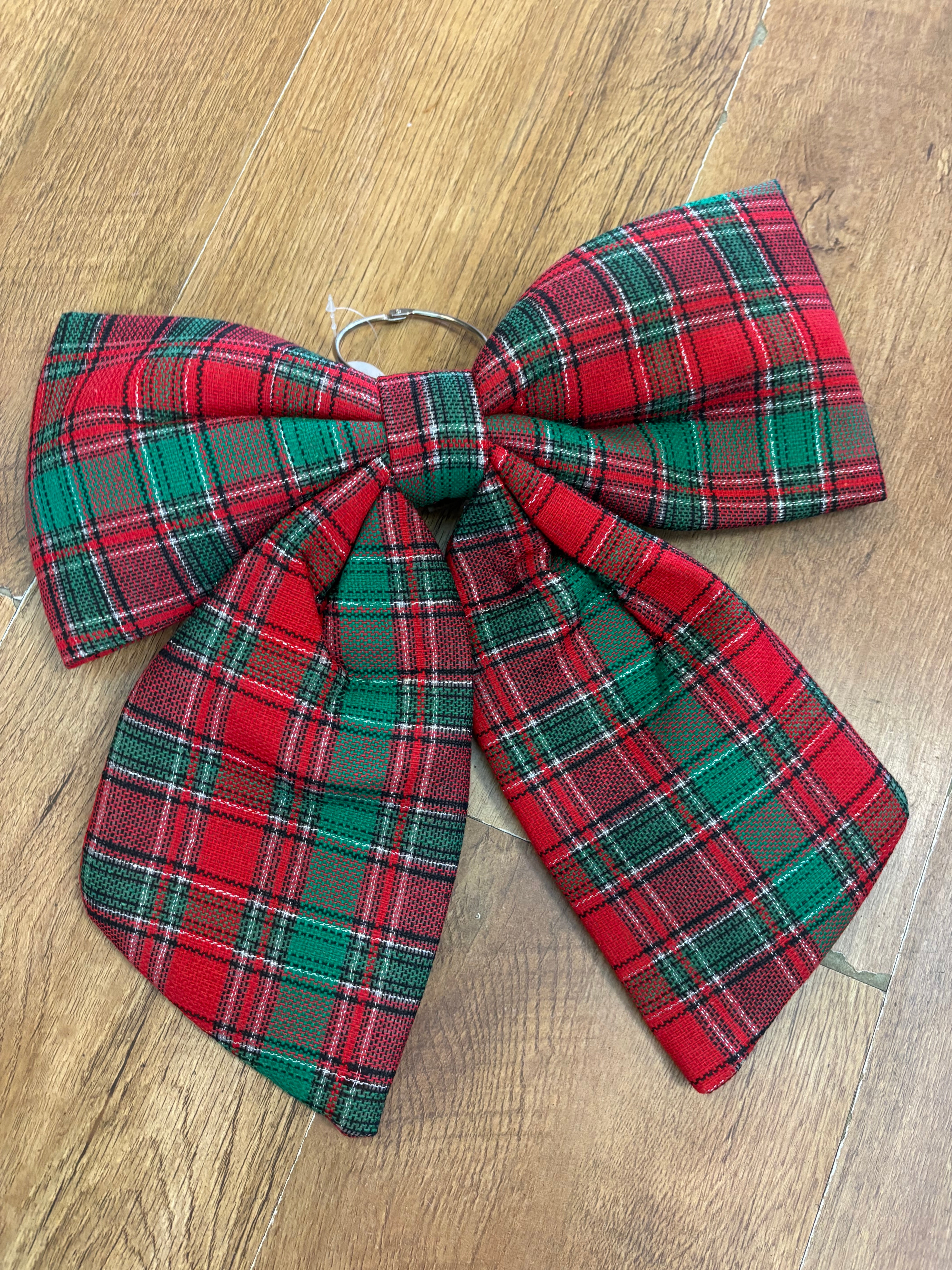 Large 34cm Tartan Glittered Christmas bow