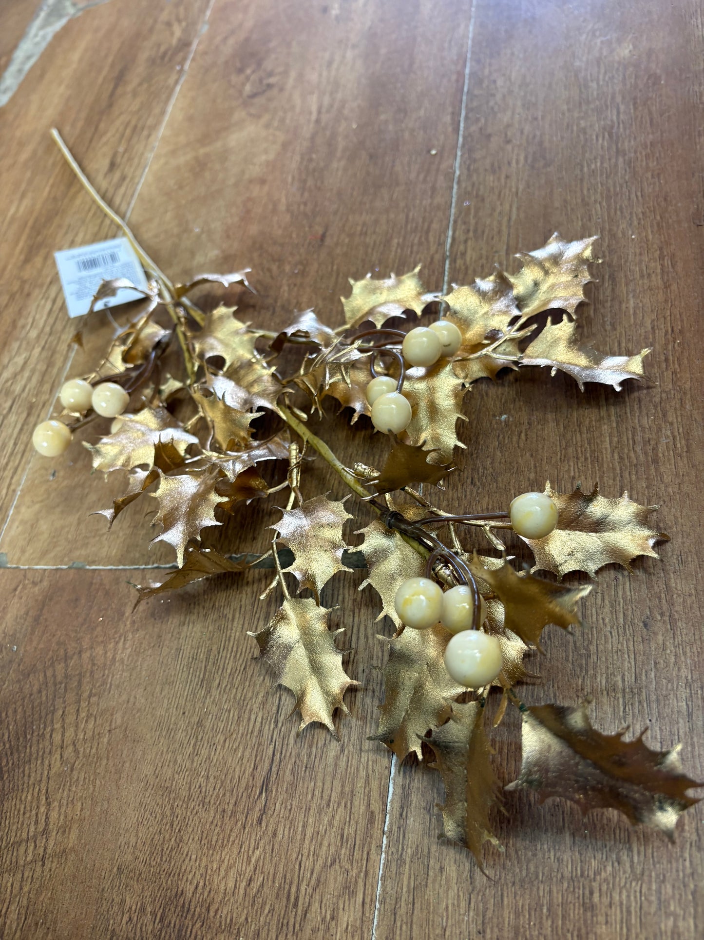 Gold and cream long stem holly spray