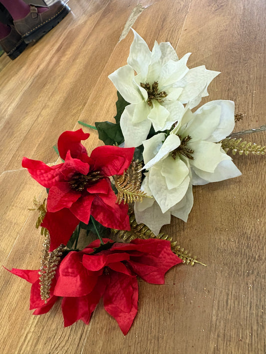 Poinsettia and gold foxtail bunch - 2 colours available