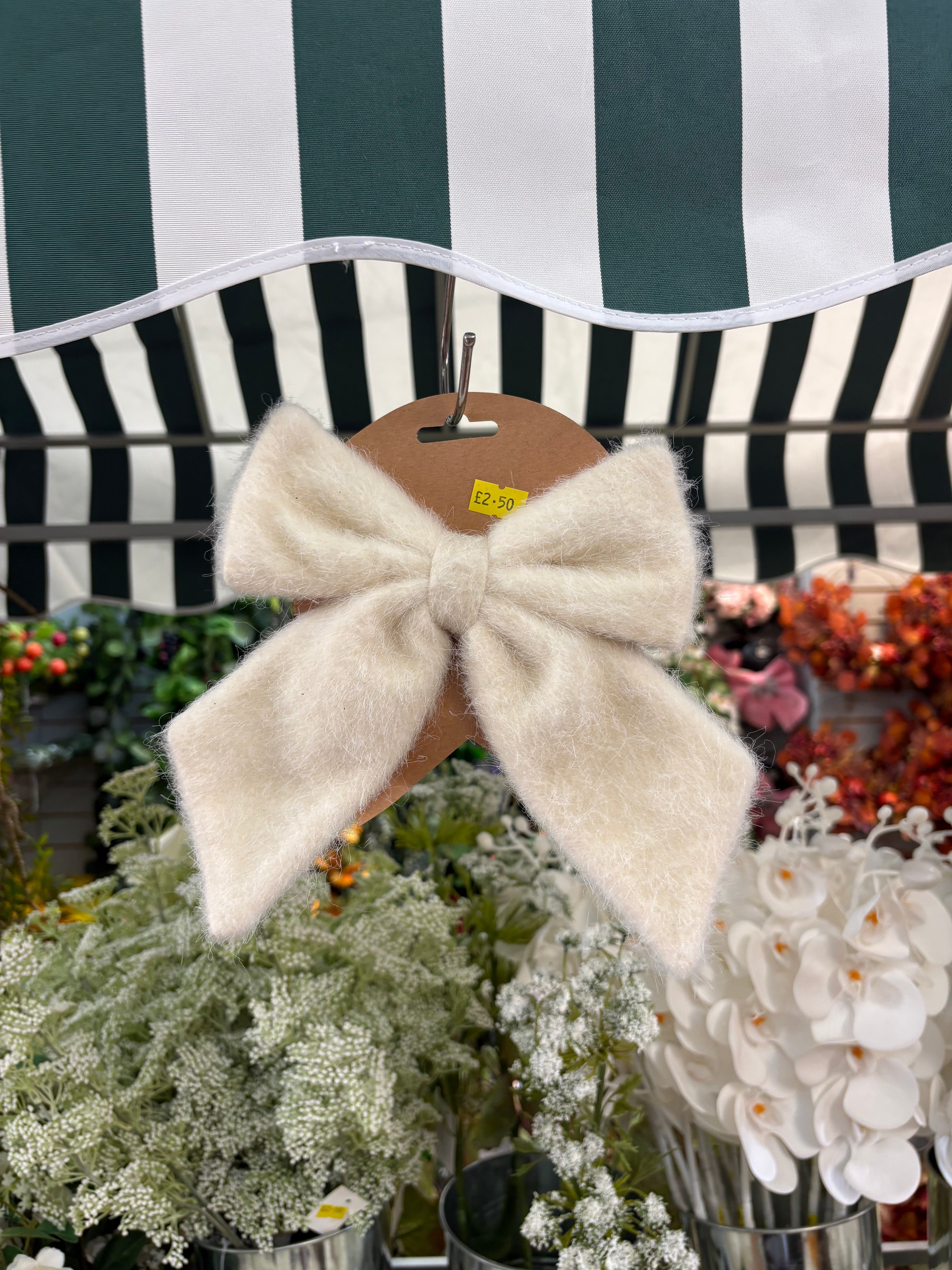 Small cream fleece Christmas bow