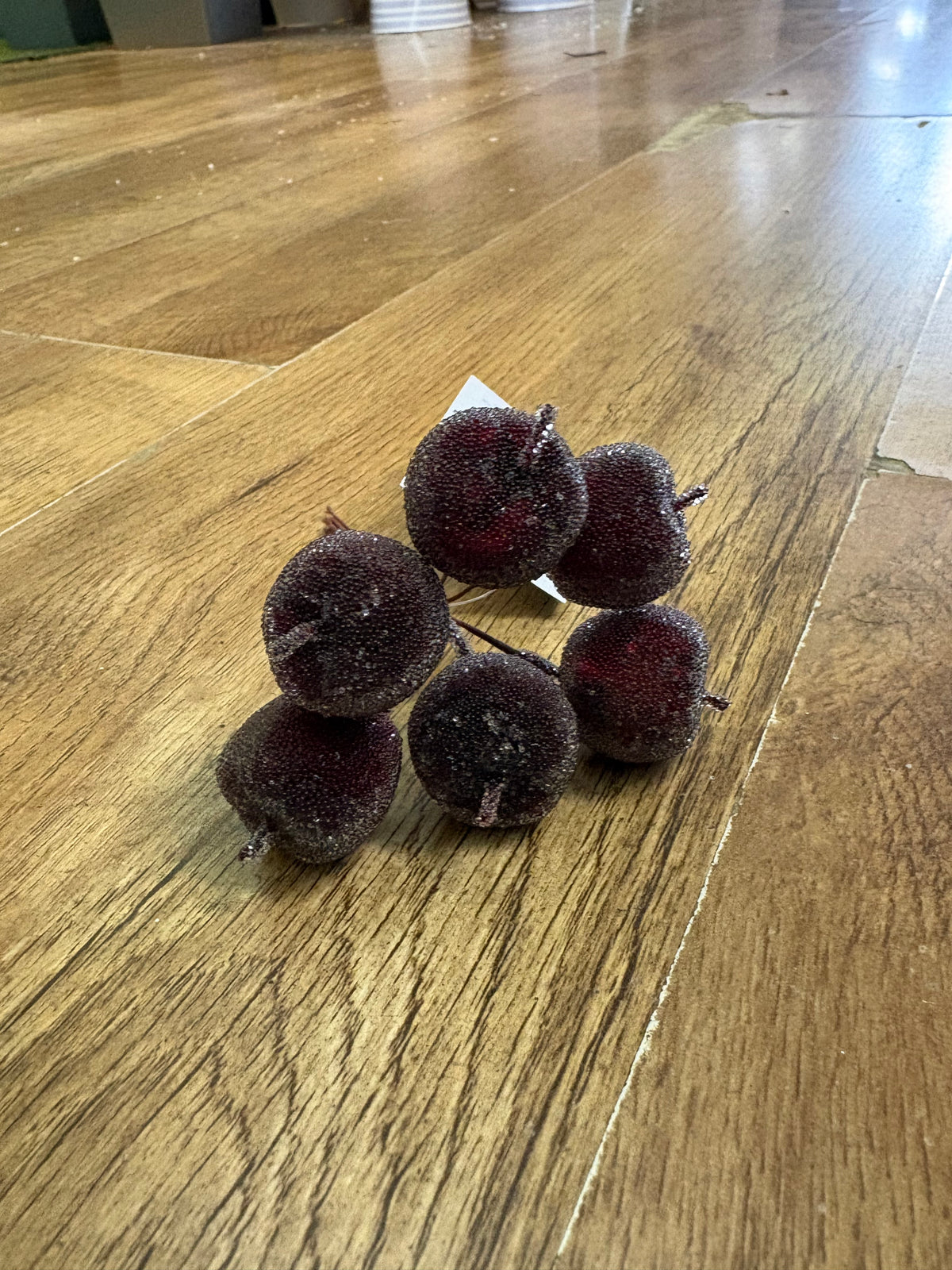 Bundle of 6 small frosted burgundy apple picks