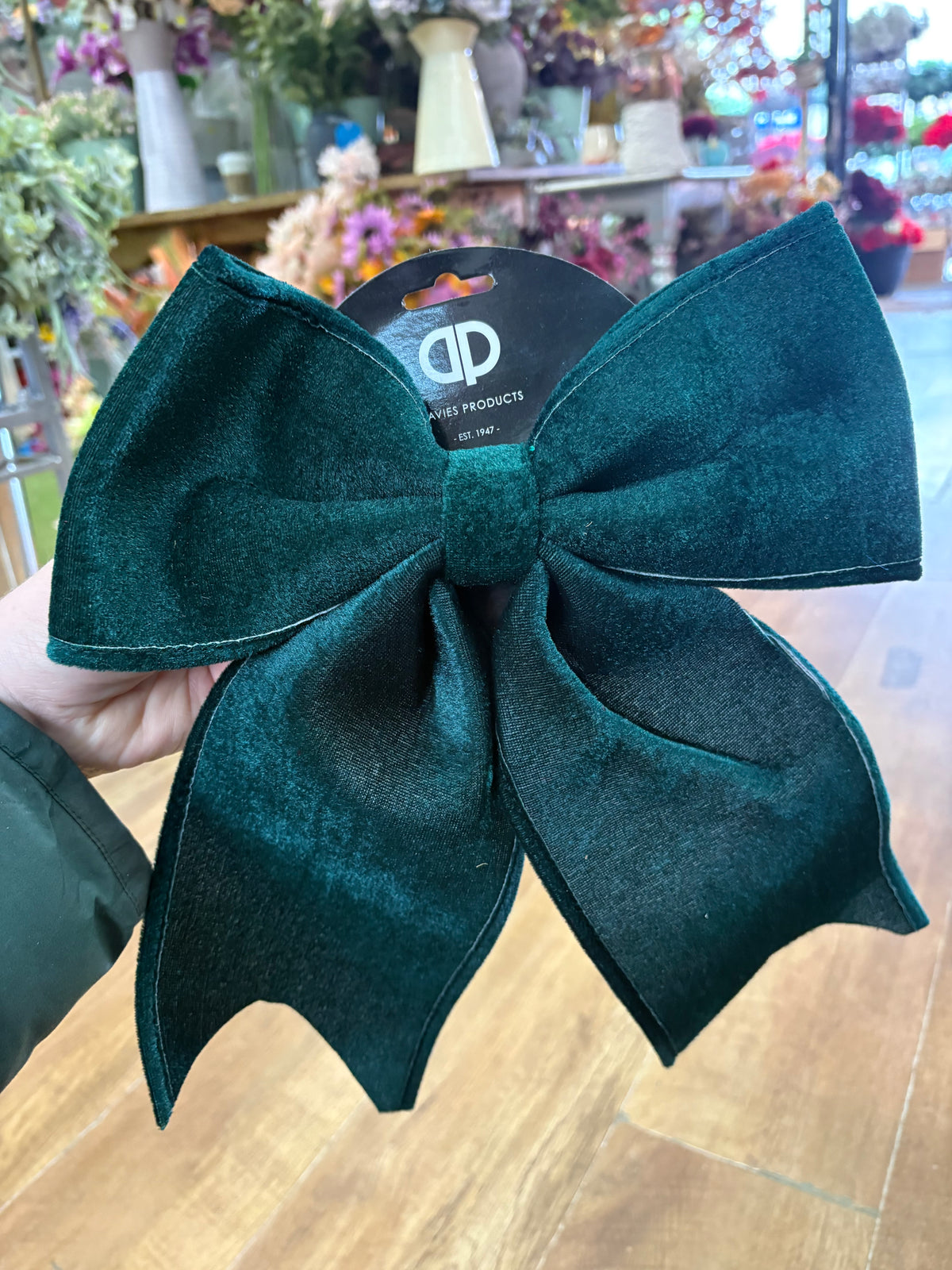 30x35cm dark green velvet Christmas bow