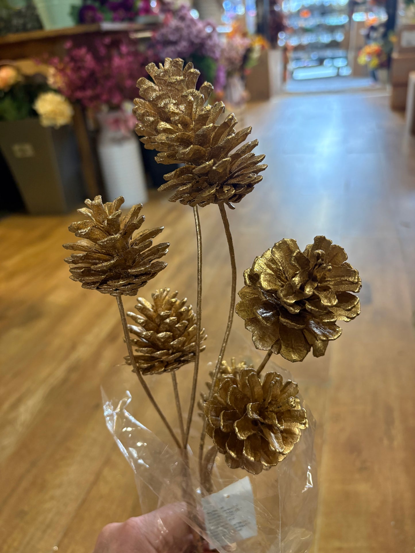 long stem glittered cones - 3 colours available