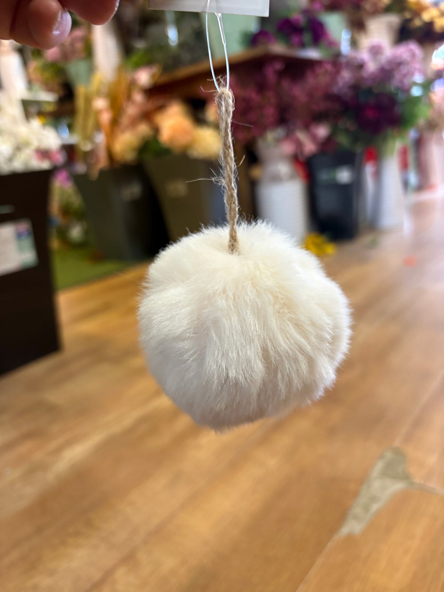 Small cream fluffy bauble