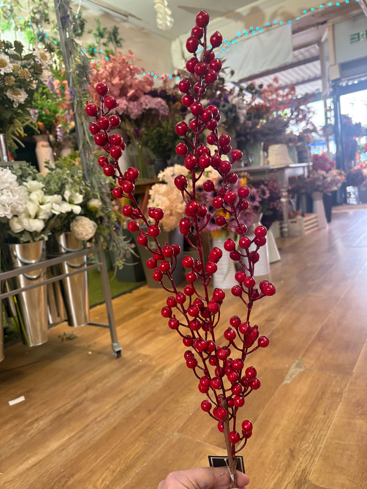 85cm tall triple red berry branch