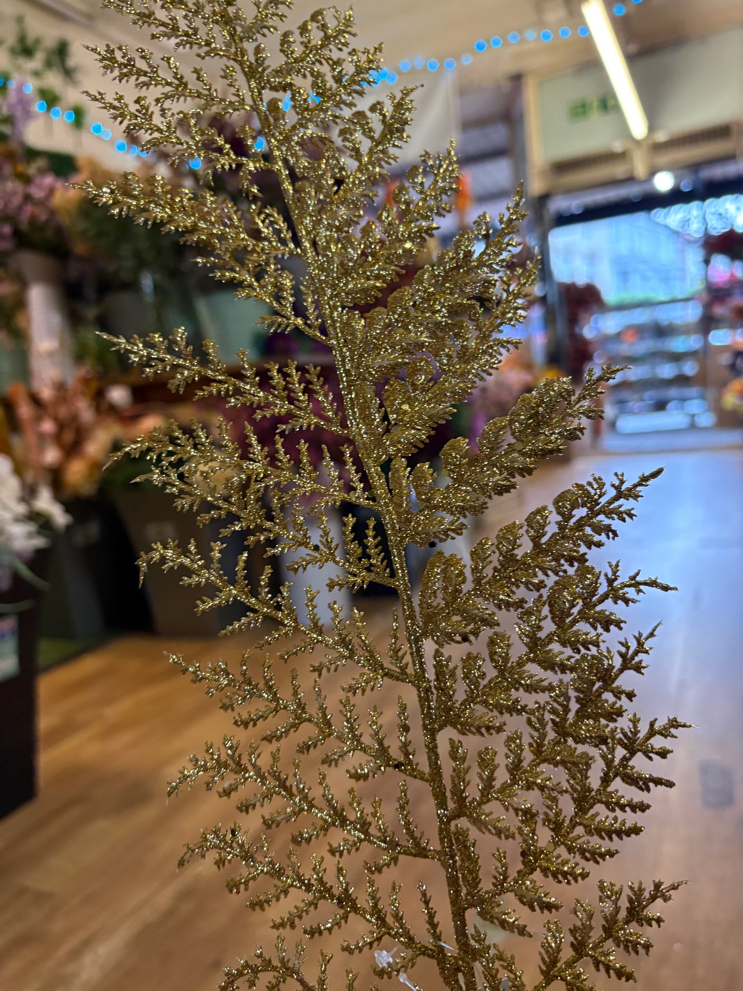 80cm tall glittered fern stem - 3 colours available