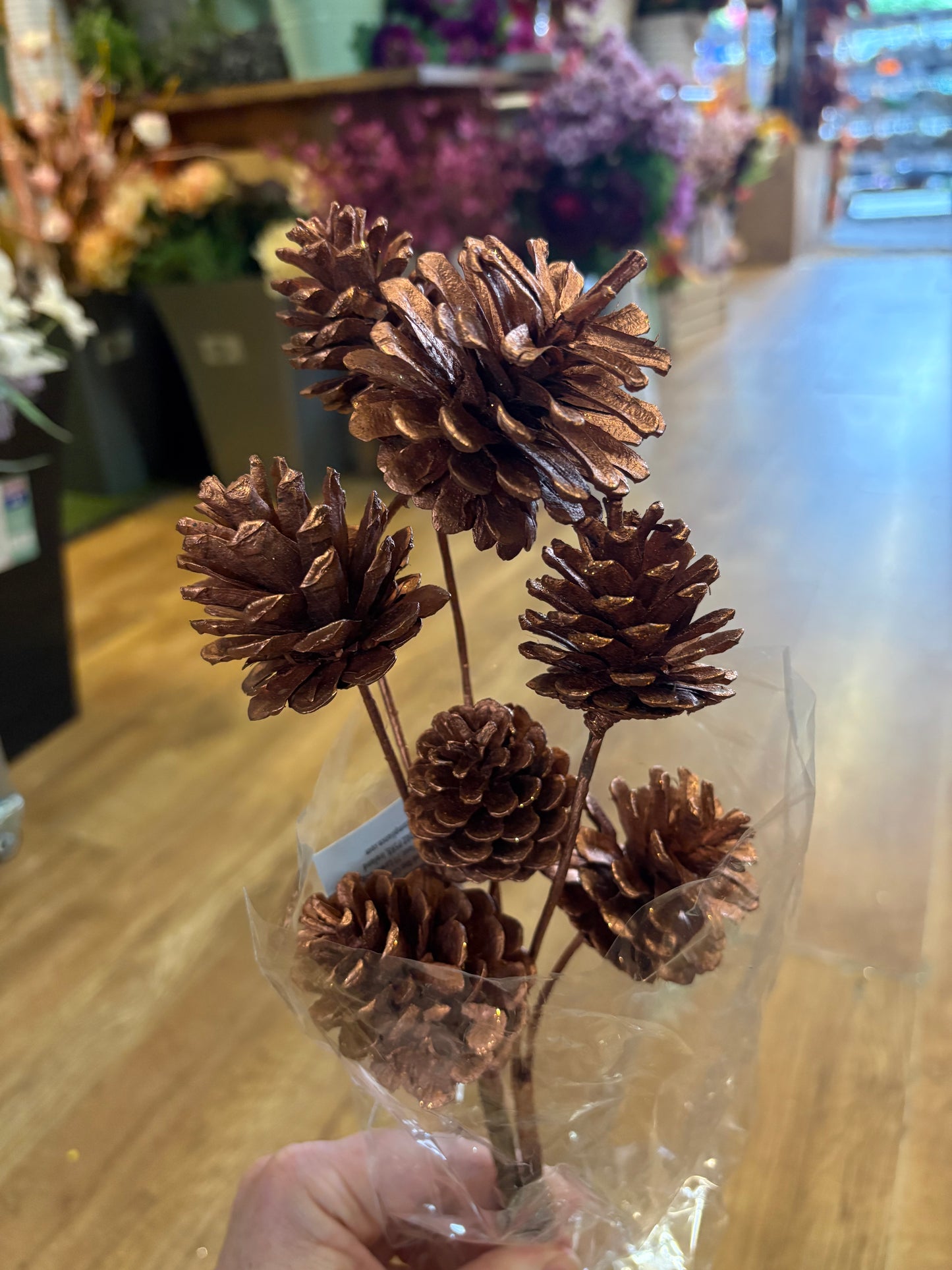 long stem glittered cones - 3 colours available