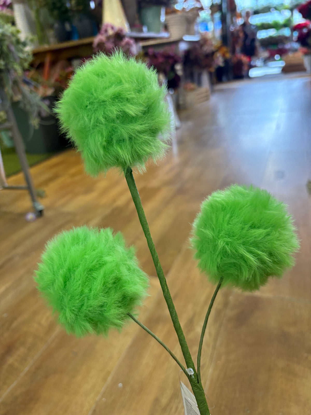 Fluffy green bauble stem