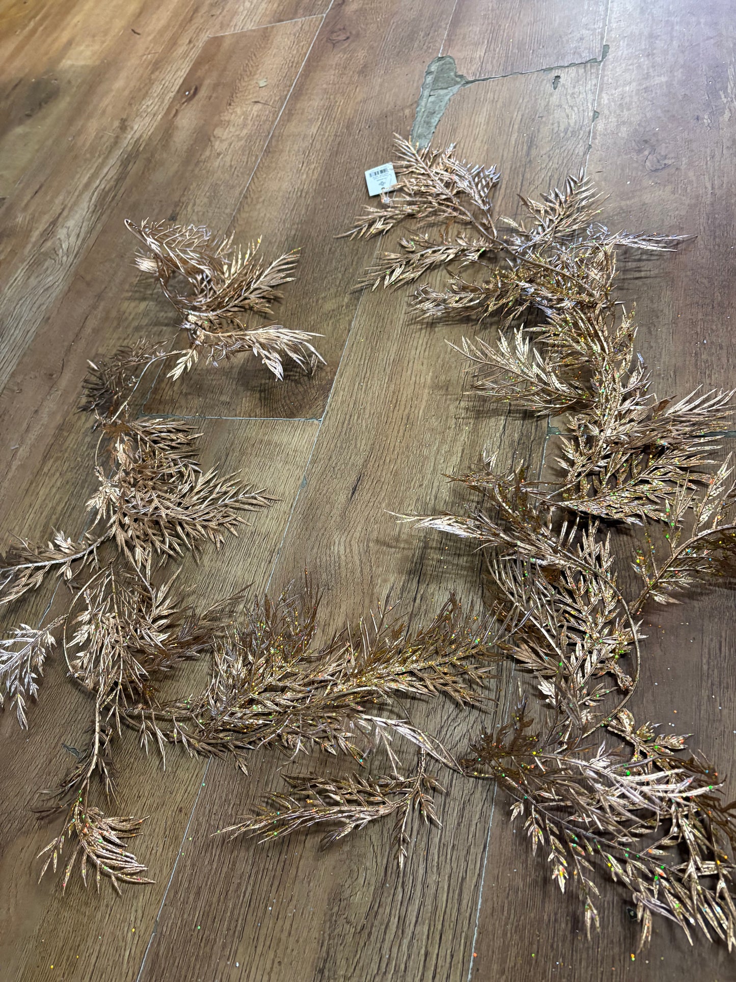6ft glittered gold fern garland