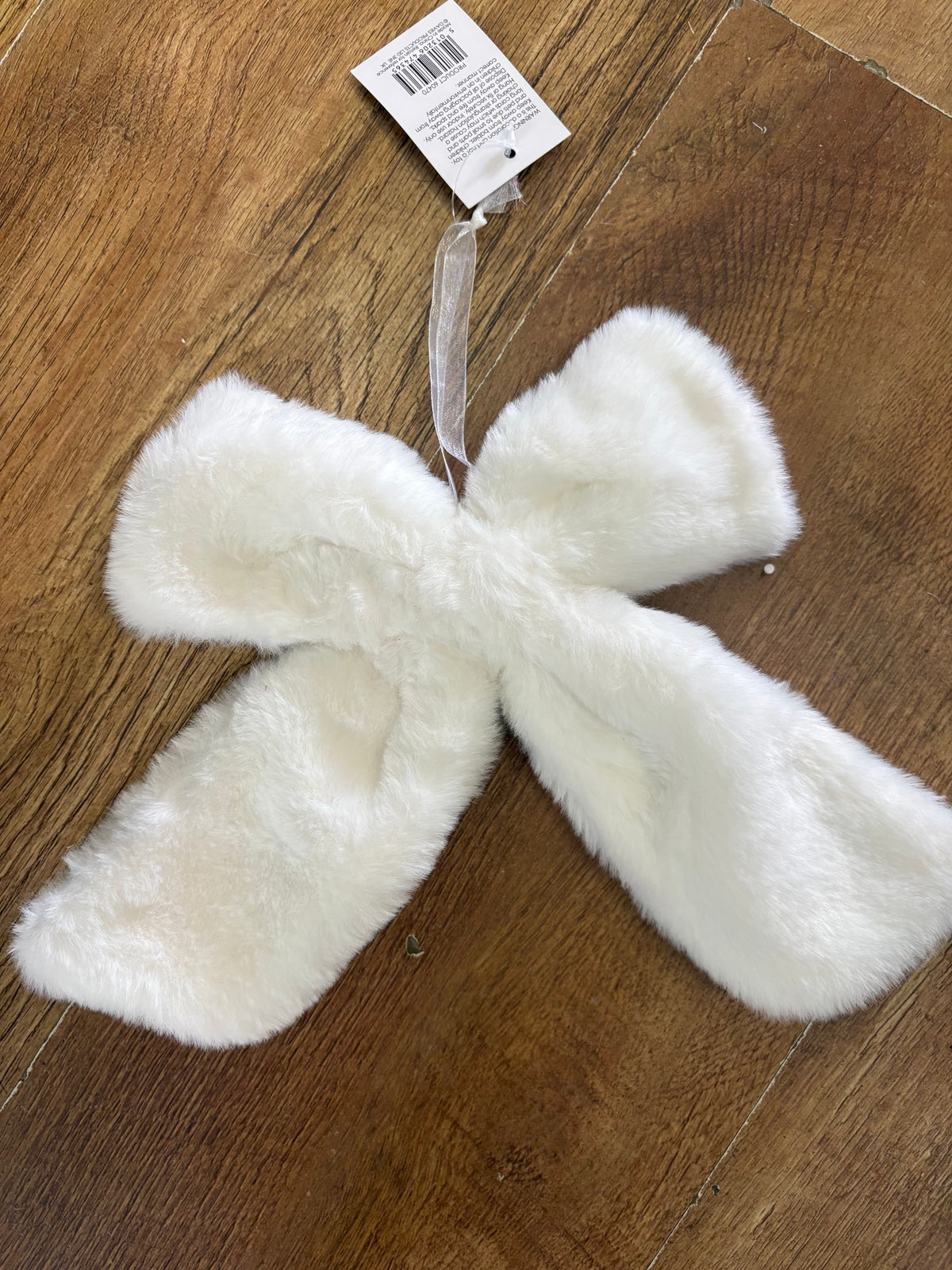 Small white Faux fur Christmas bow