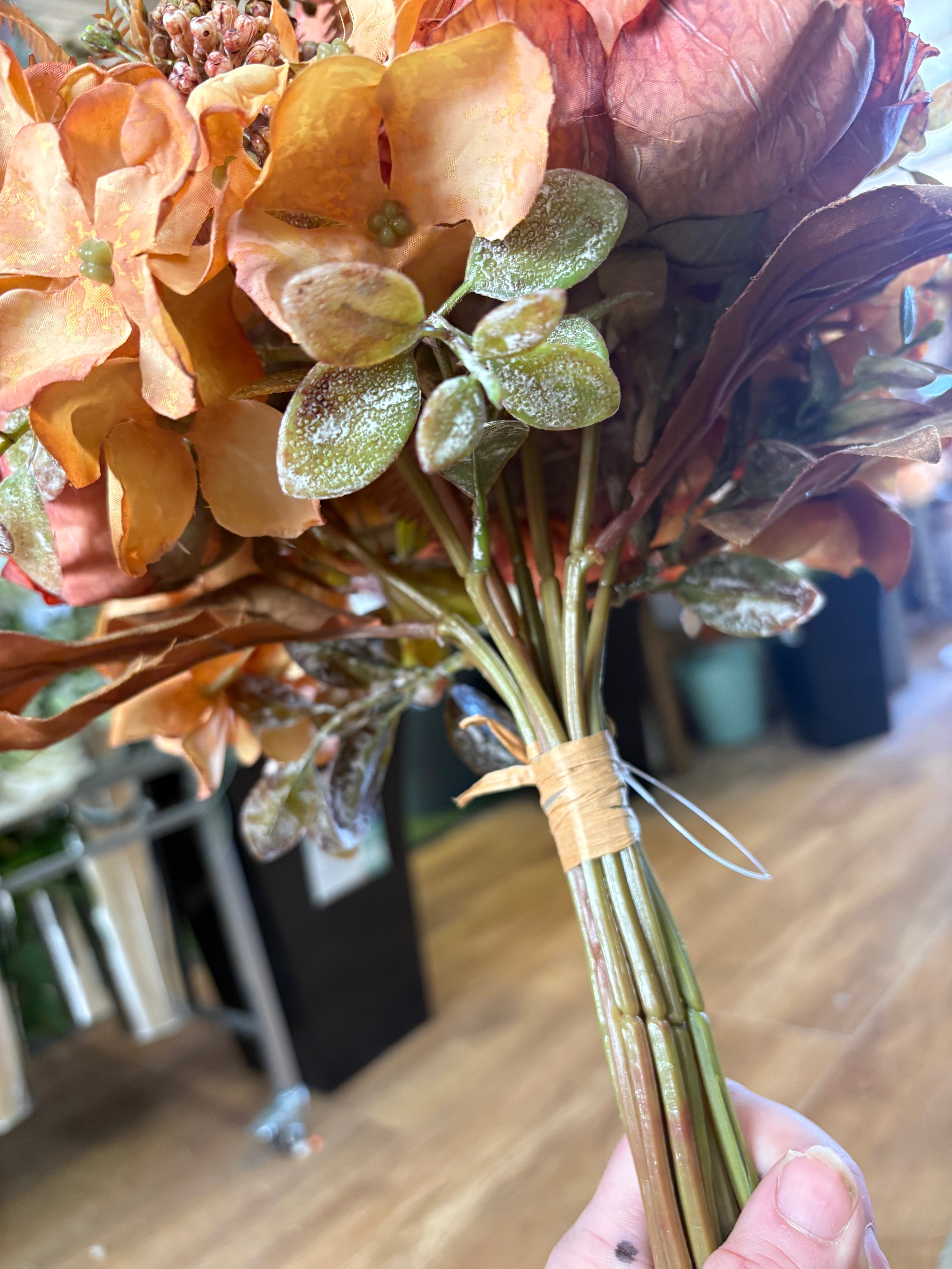Hand tied dried inspired autumnal orange bridesmaid bouquet - 11 stems of premium florals