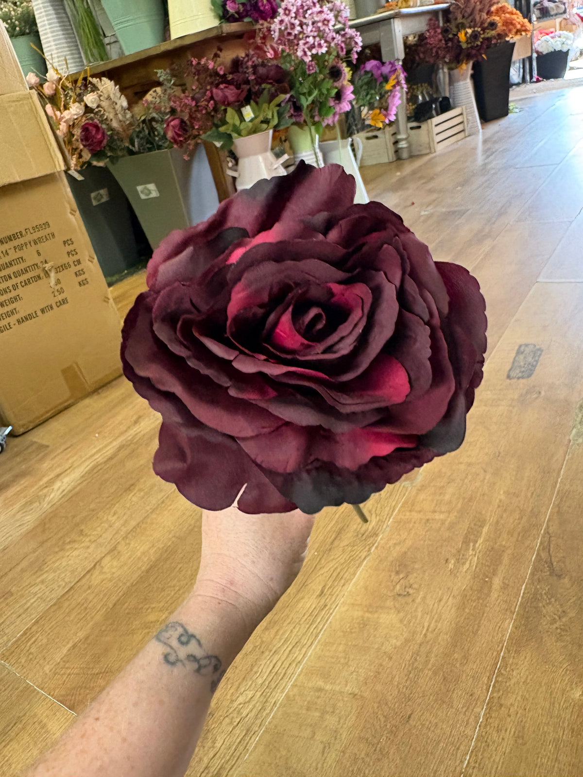 Medium length Grape Tudor rose