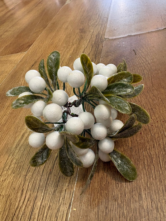 Frosted mistletoe pick