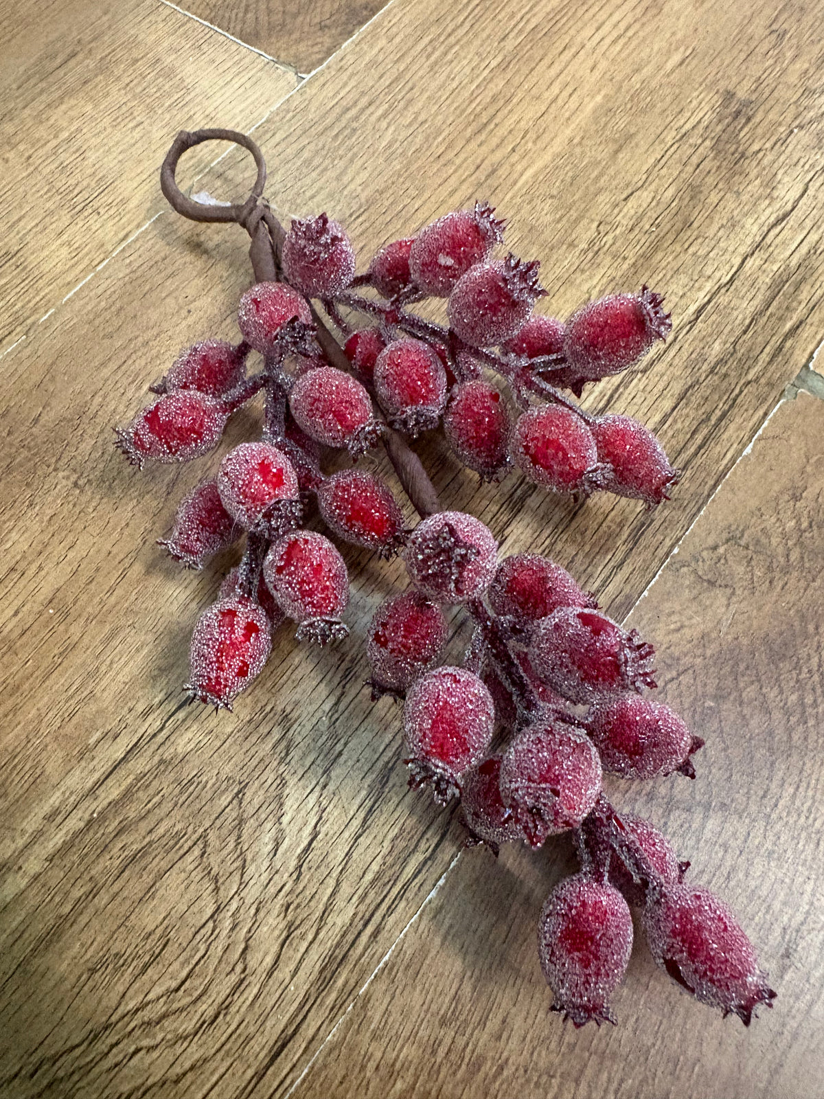 25cm hanging frosted rose hip swag