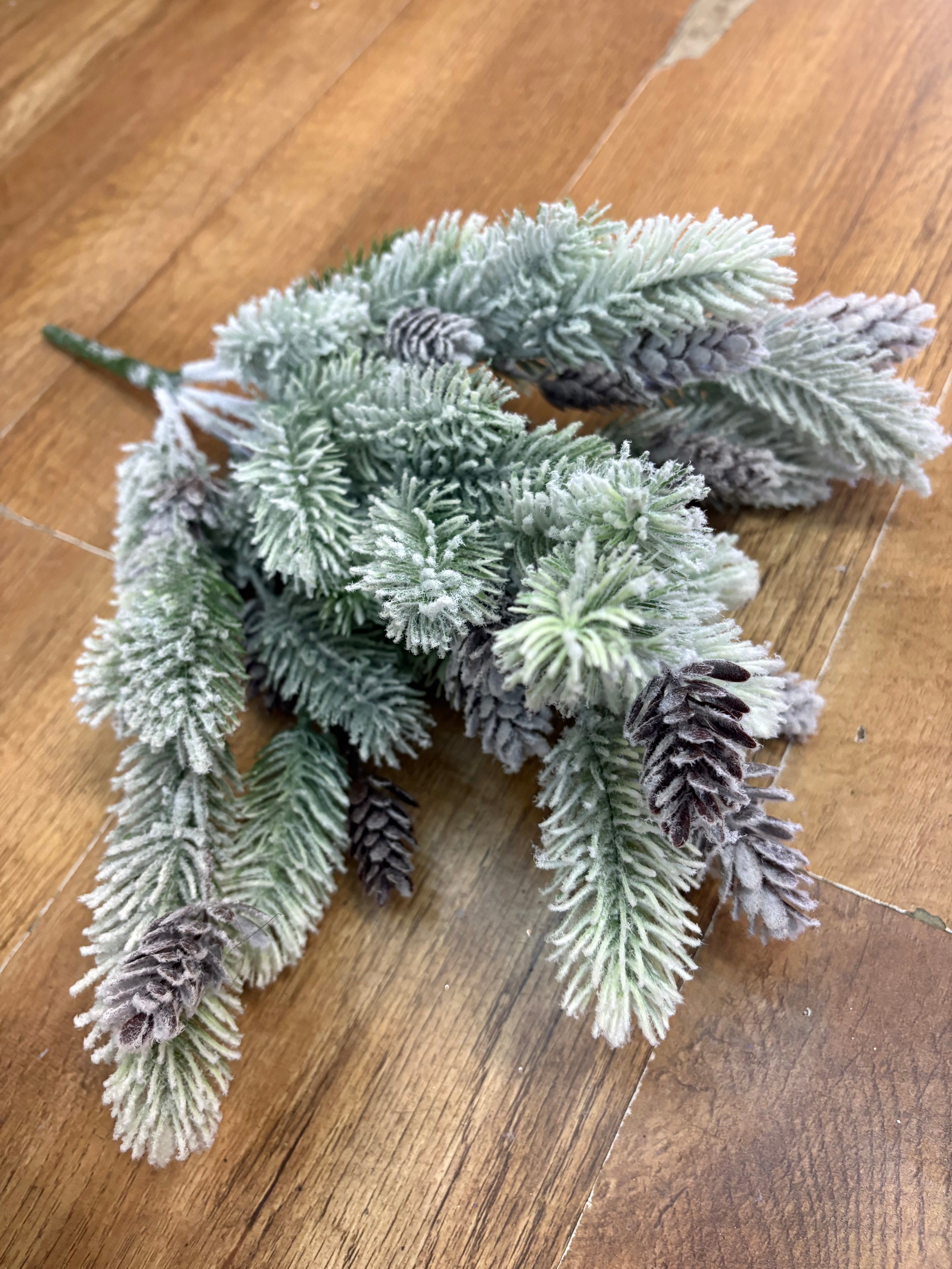 Large frosted pine and cone bunch