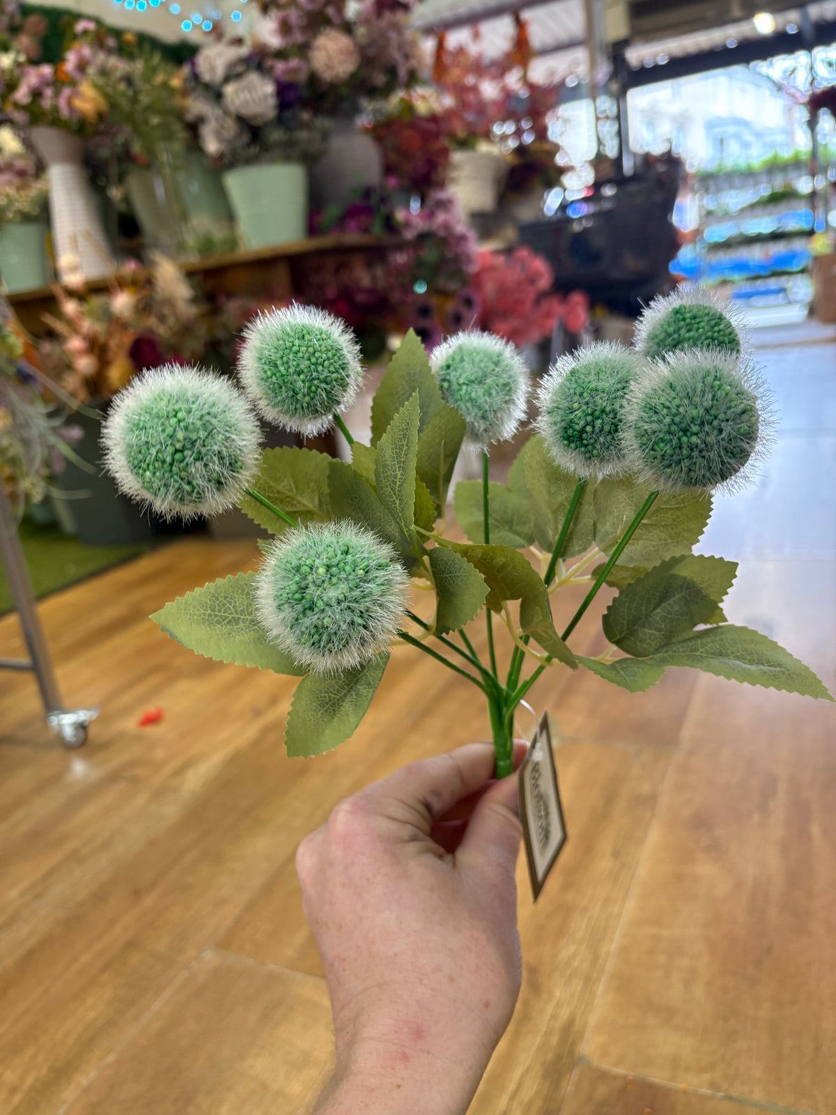 Green fluffy balls bunch