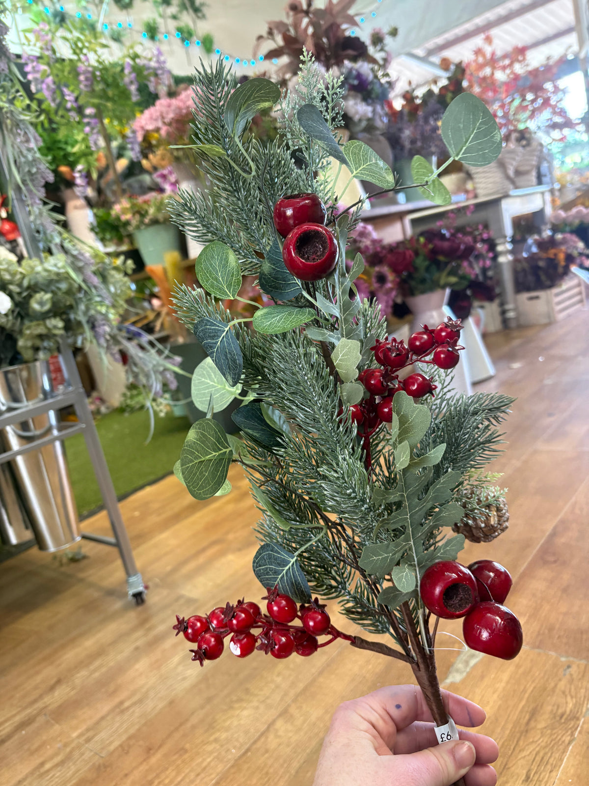 Deluxe frosted foliage and fruits stem