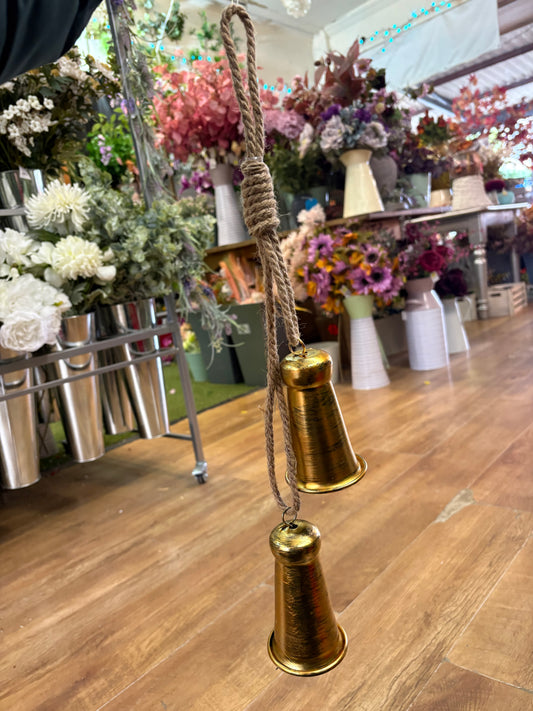 50cm hanging rope and gold bells