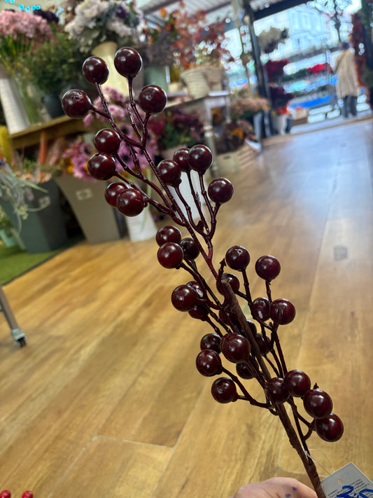 Long stem deep burgundy berry spray