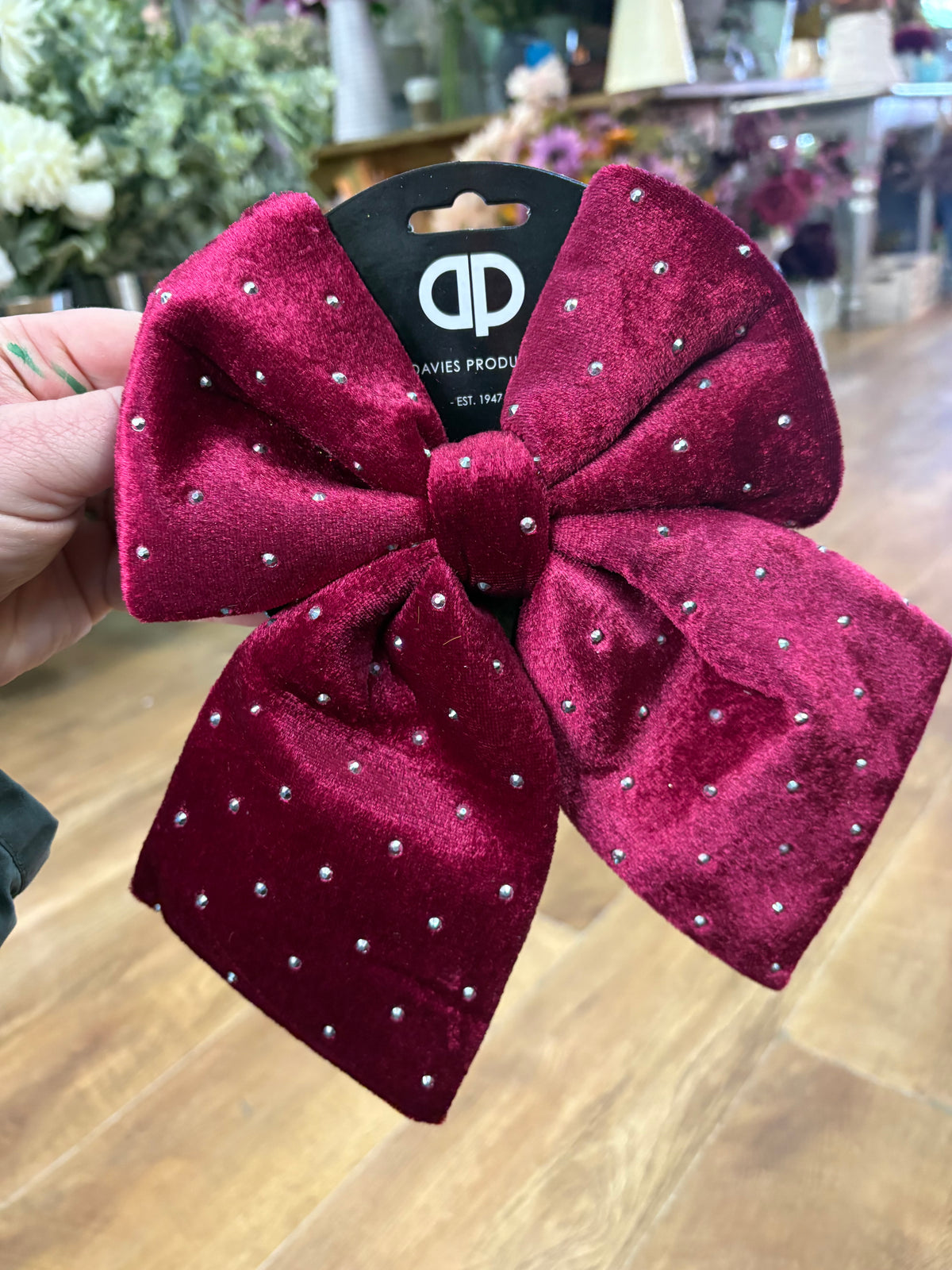 20x24cm diamanté burgundy velvet Christmas bow