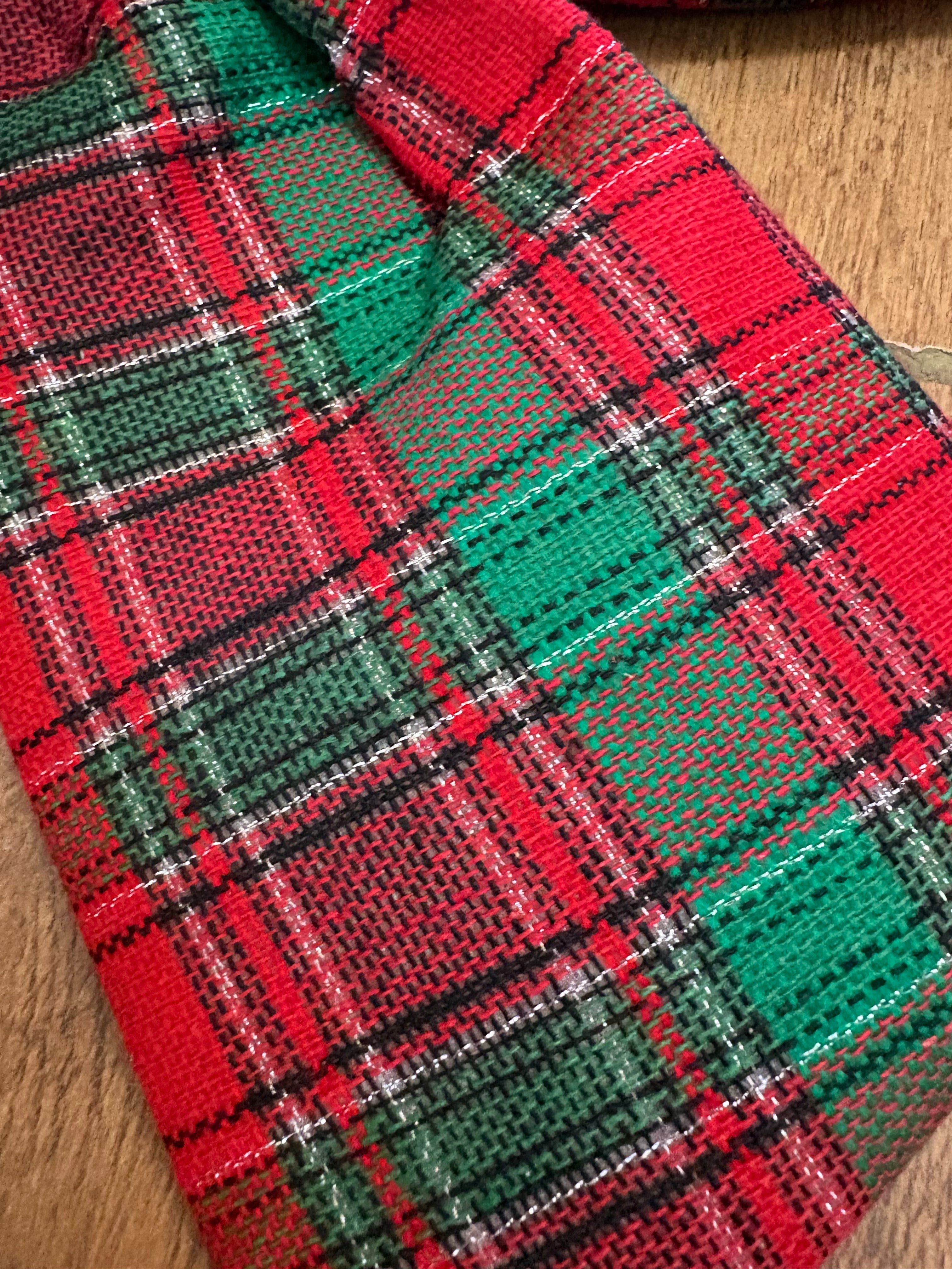 Large 34cm Tartan Glittered Christmas bow