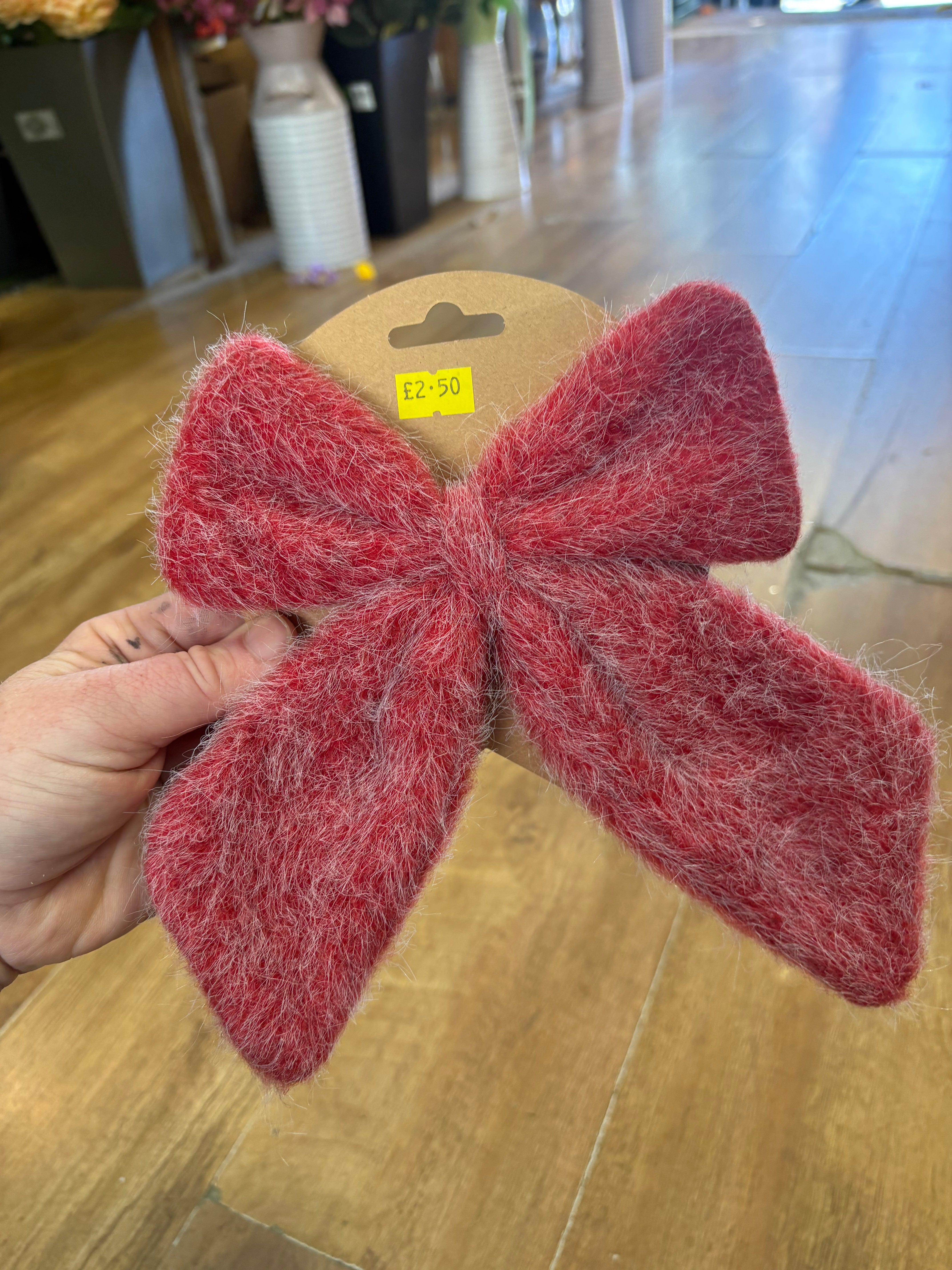 Small red fleece Christmas bow