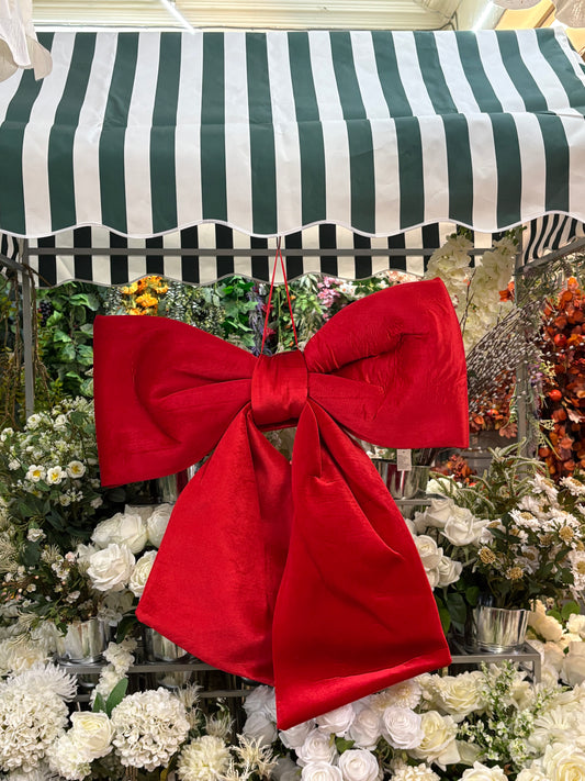 Giant 92cm Red Velvet Christmas Bow