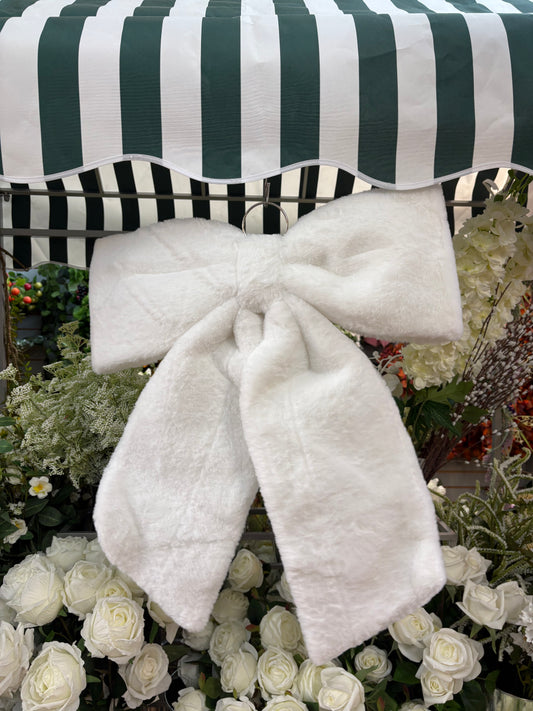 Giant 62cm White Faux fur Christmas Bow