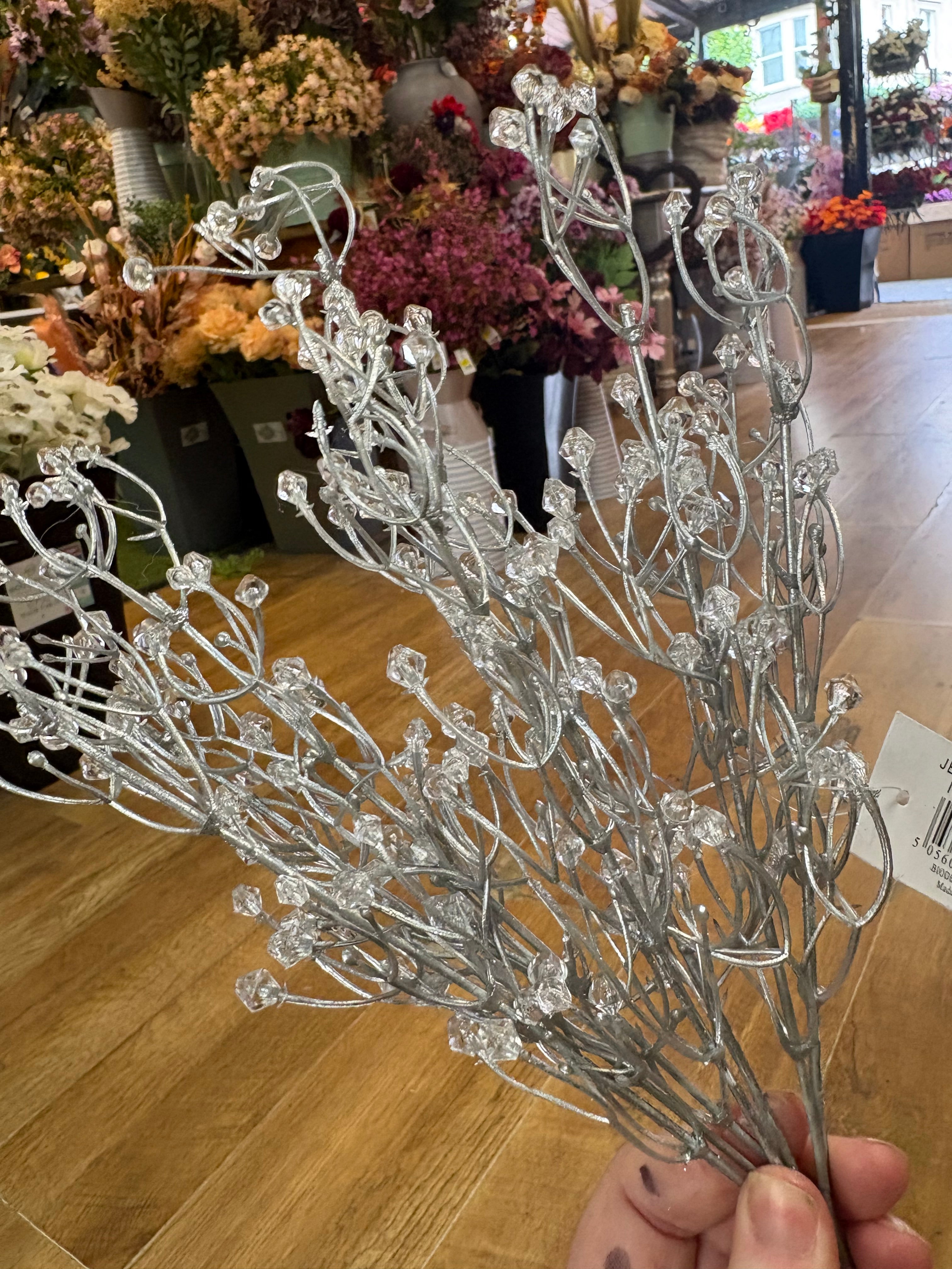Silver crystal ice bunch