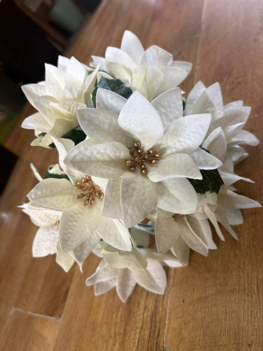 Ivory velvet poinsettia bunch