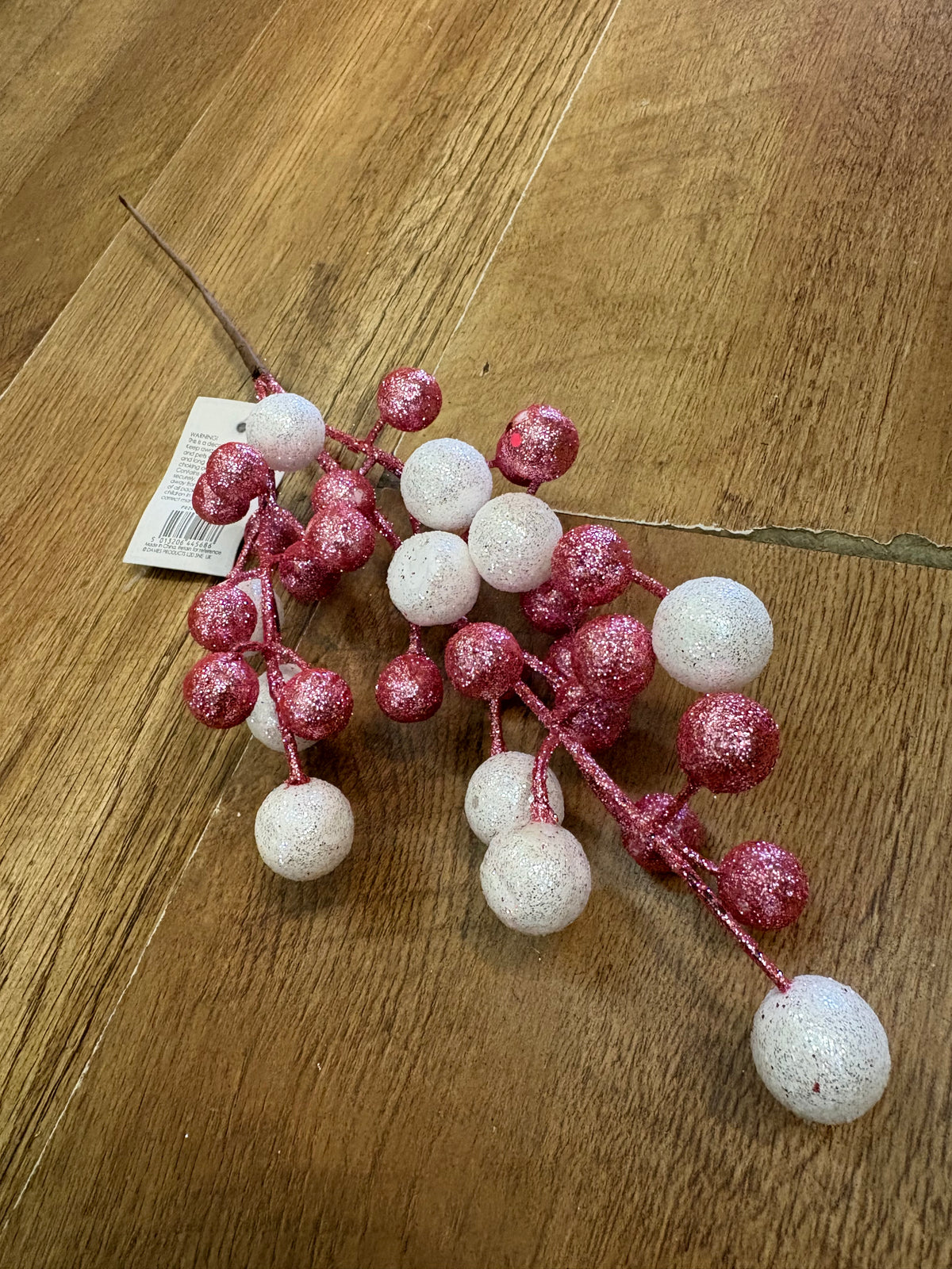 Pink and white glitter ball stem