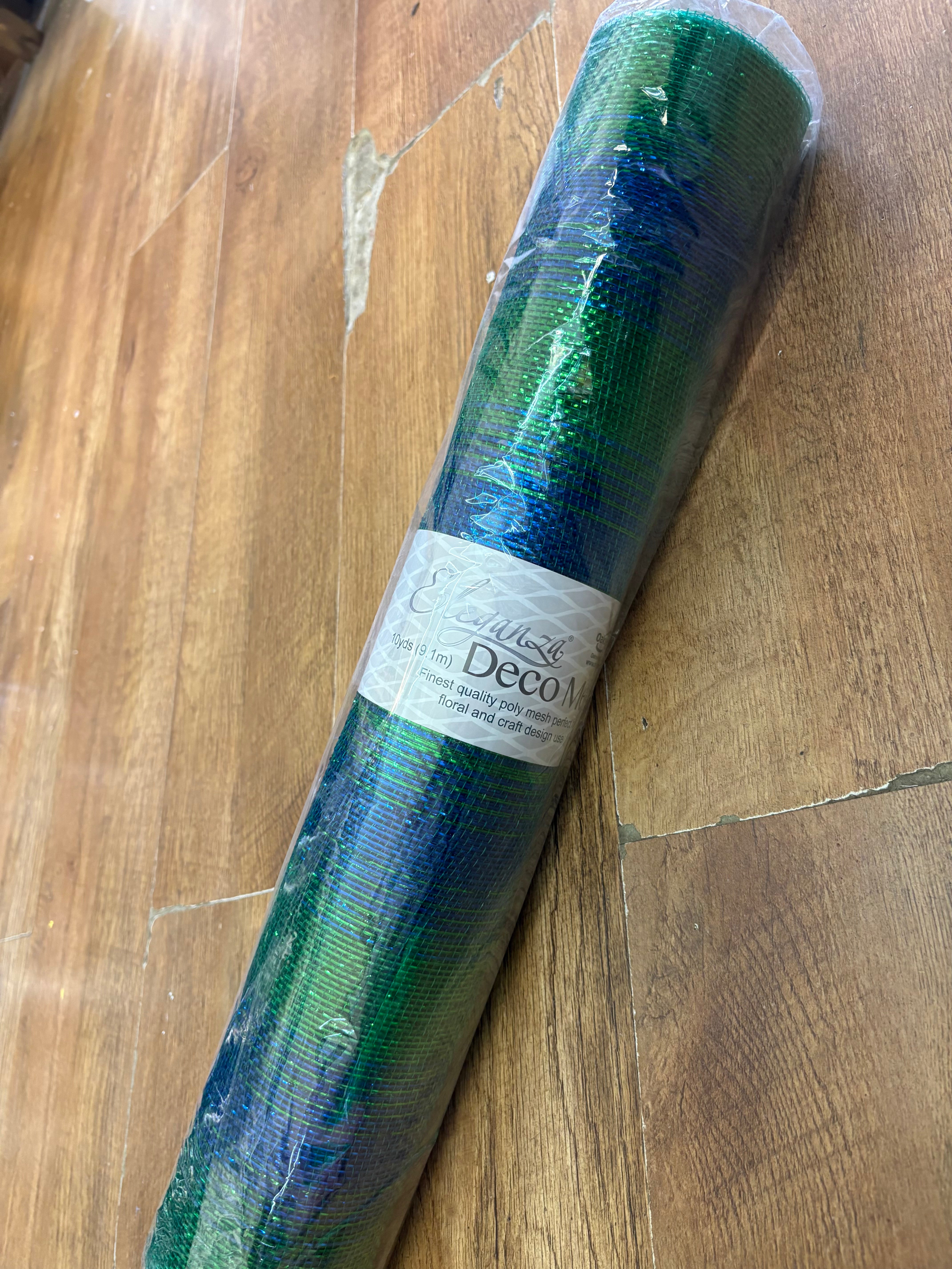 53cm x 9.1m(10 yrds) peacock blend deco mesh