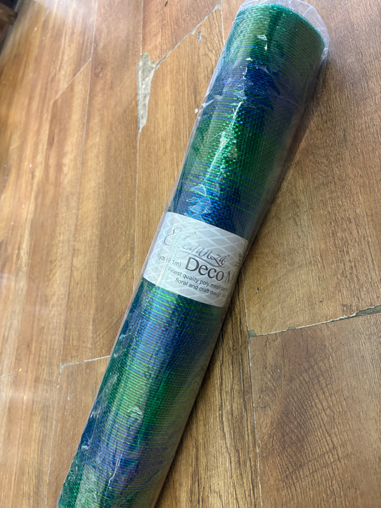53cm x 9.1m(10 yrds) peacock blend deco mesh