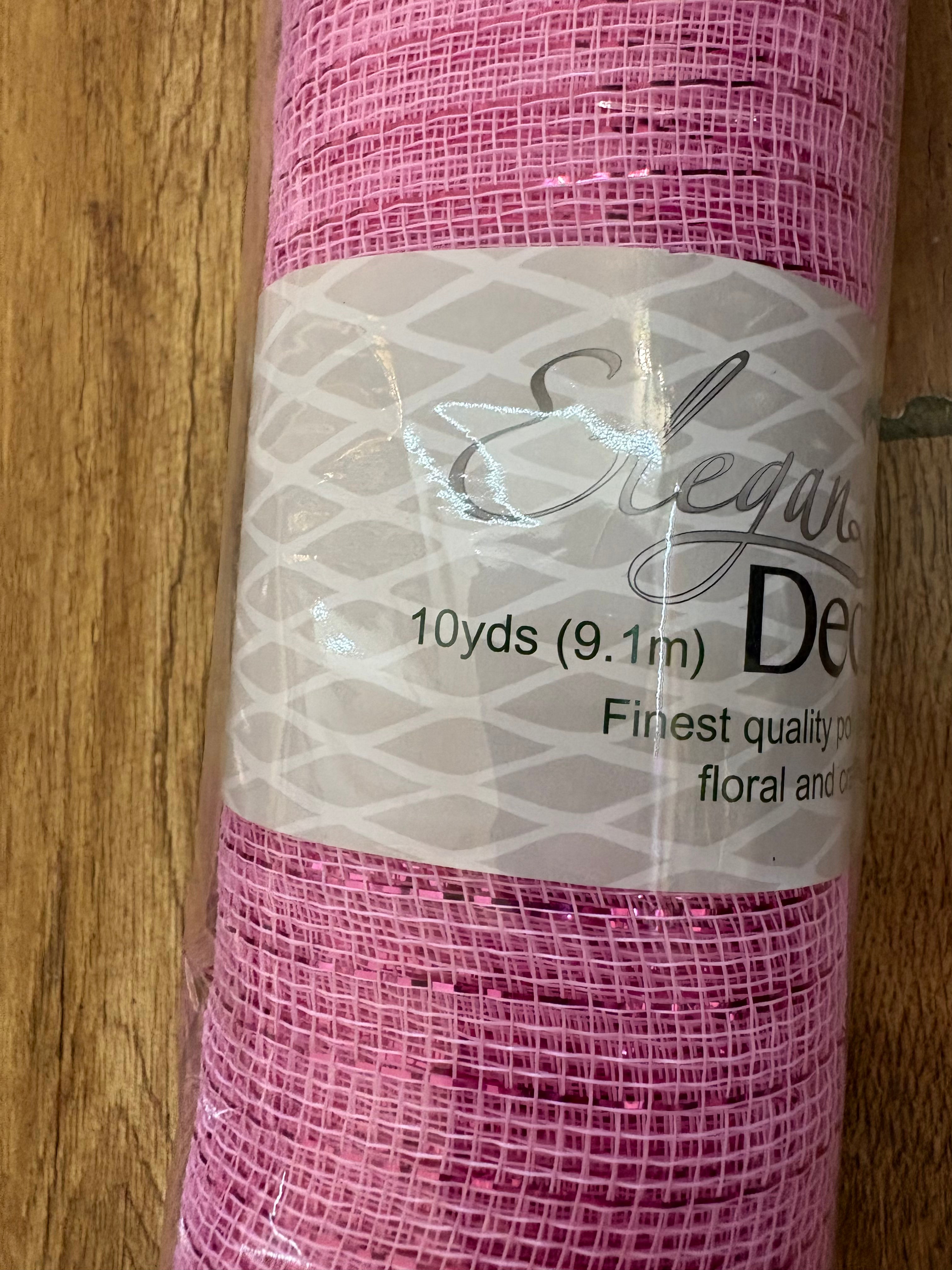 53cm x 9.1m (10 yrds) metallic pink deco mesh
