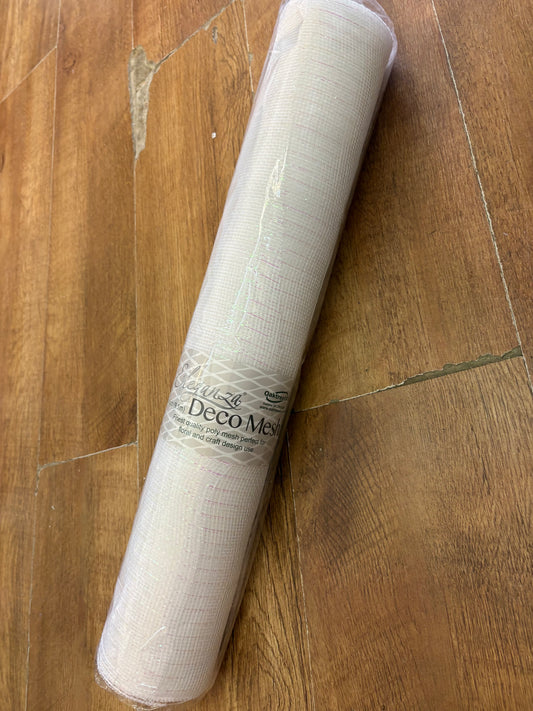53cm x 9.1m (10 yrds) white metallic/iridescent deco mesh
