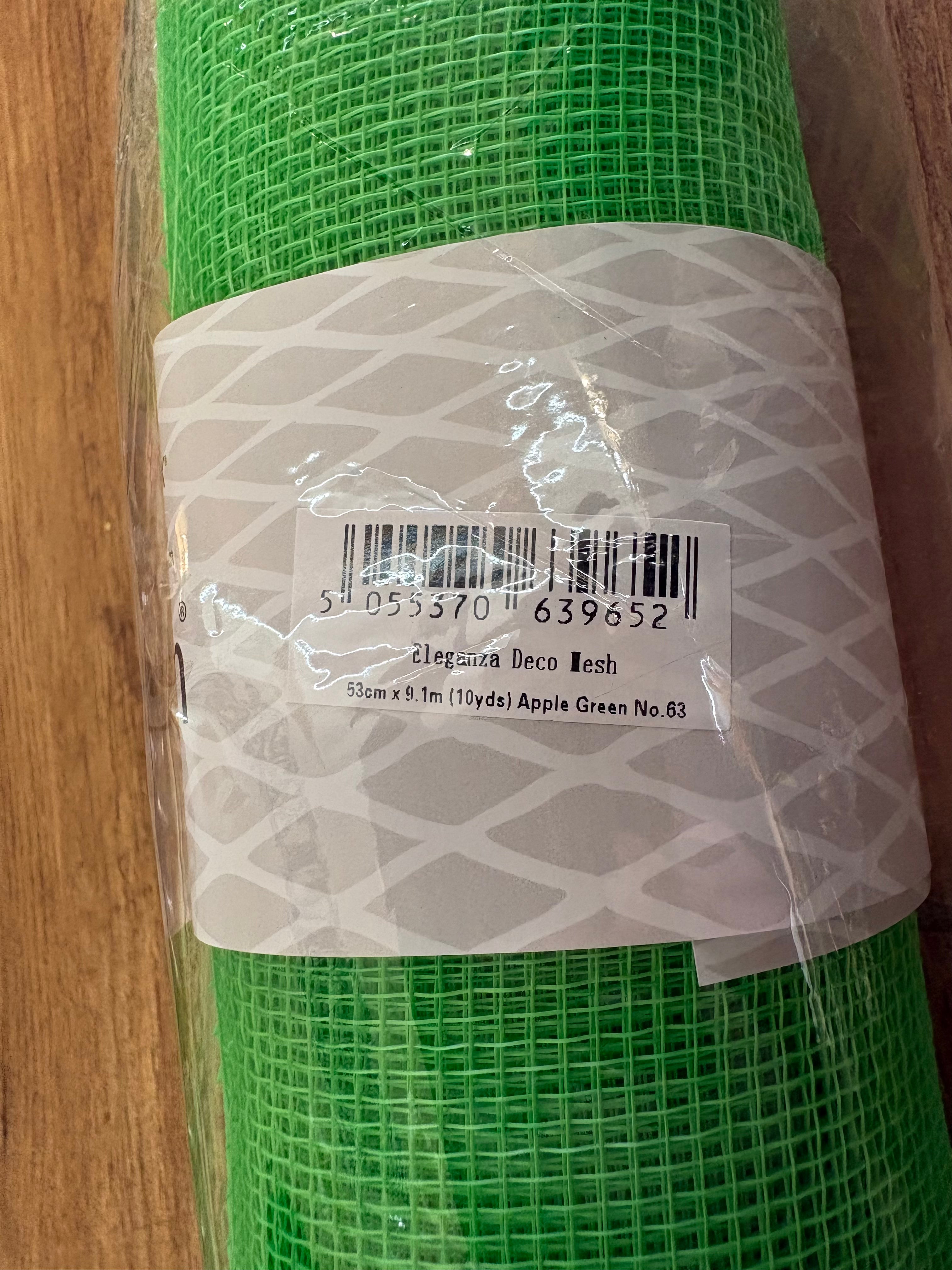 53cm x 9.1m (10 yrds) Apple green deco mesh