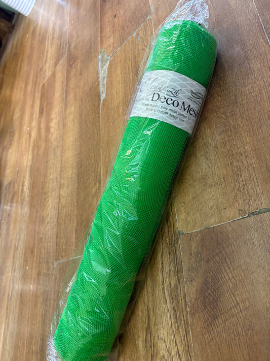 53cm x 9.1m (10 yrds) Apple green deco mesh