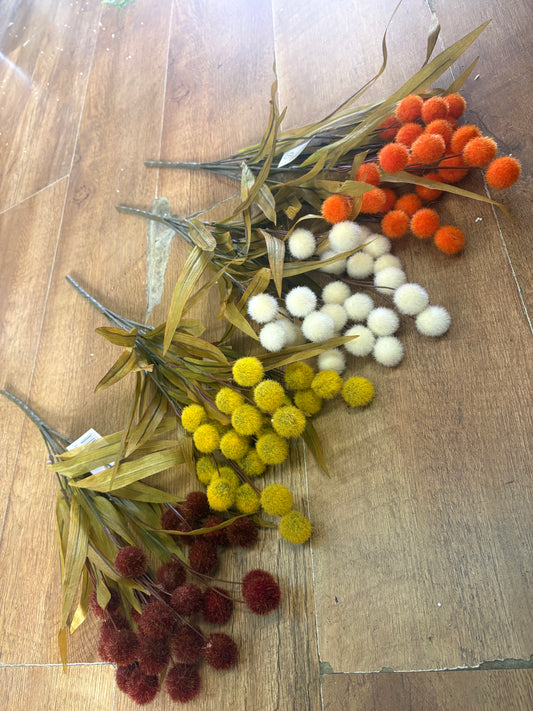 Large fluffy flocked autumnal Pom bunch - 4 colours available