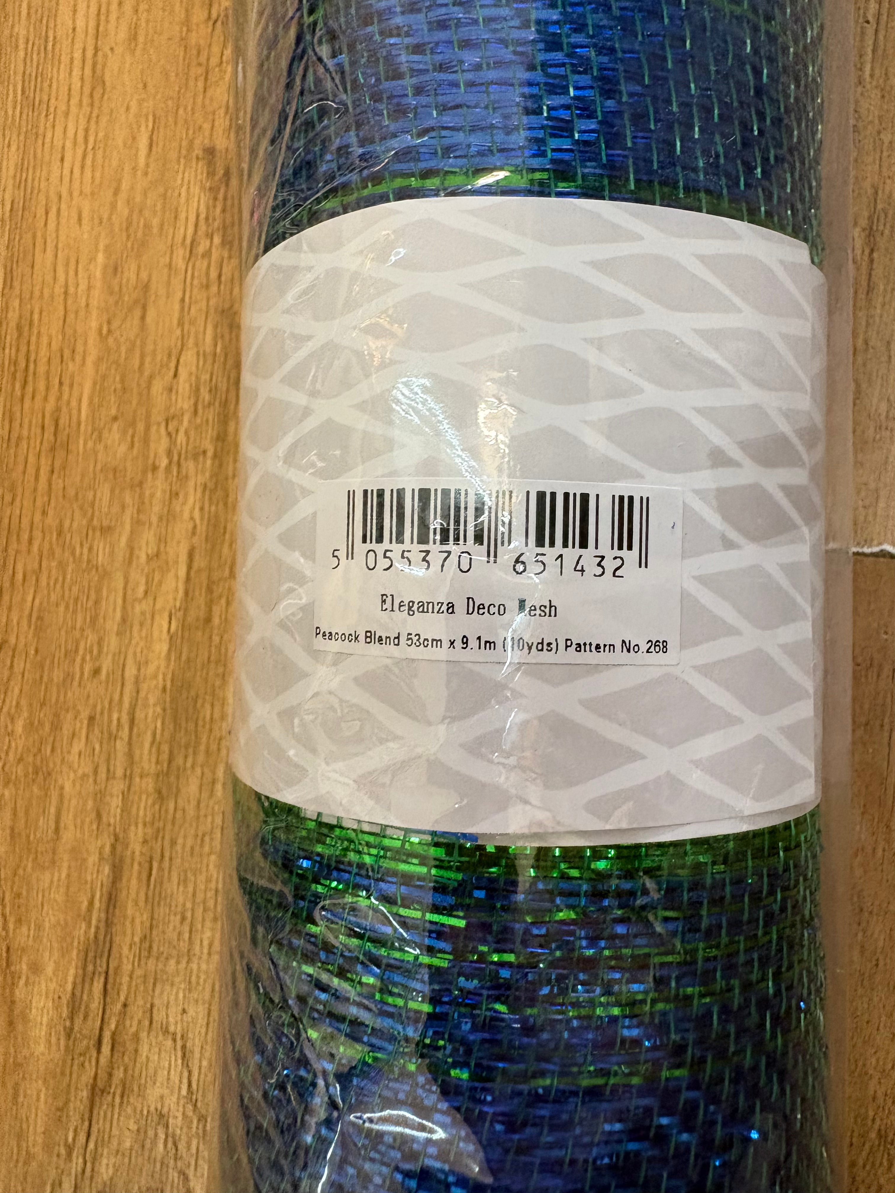 53cm x 9.1m(10 yrds) peacock blend deco mesh