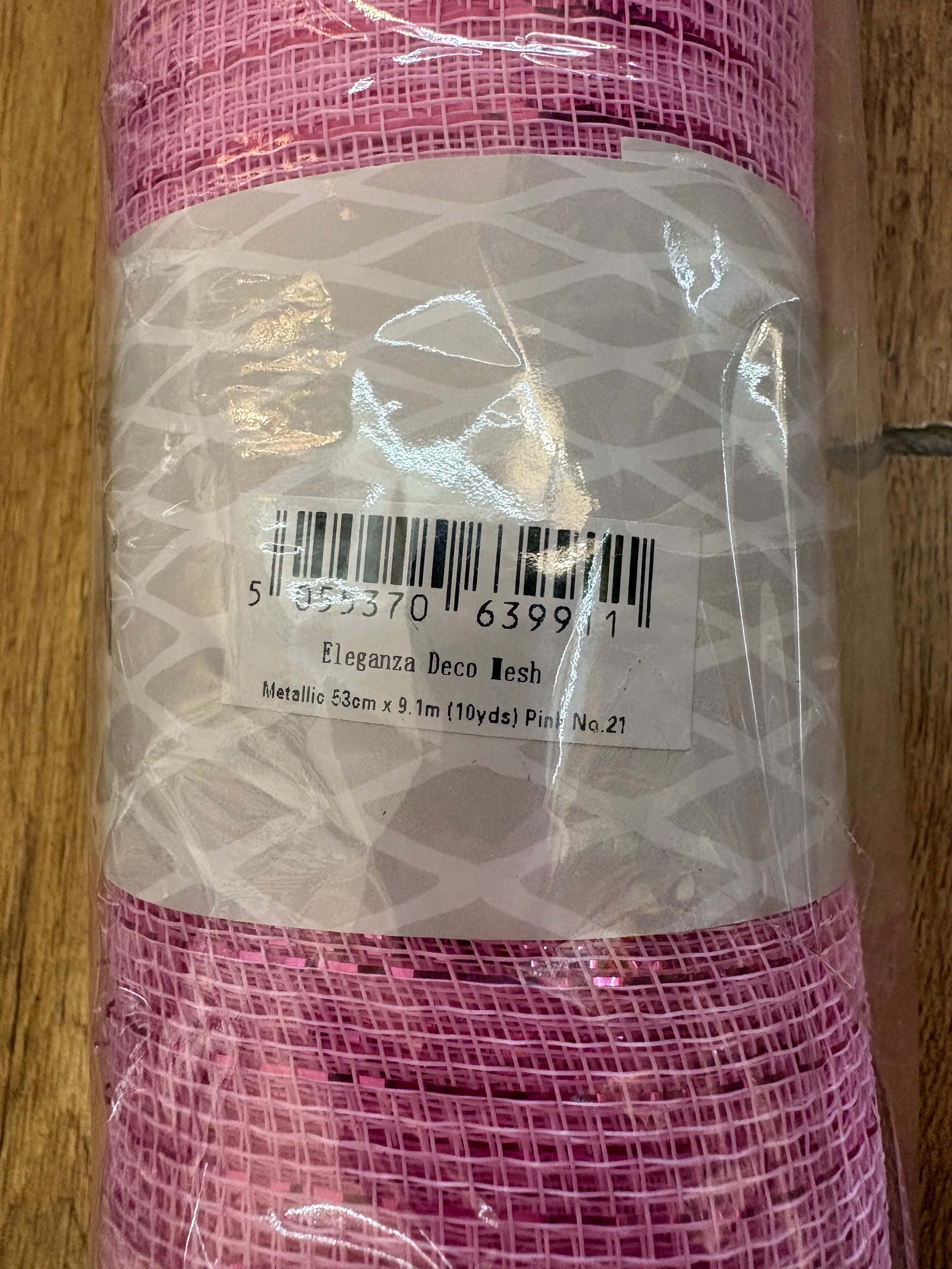 53cm x 9.1m (10 yrds) metallic pink deco mesh