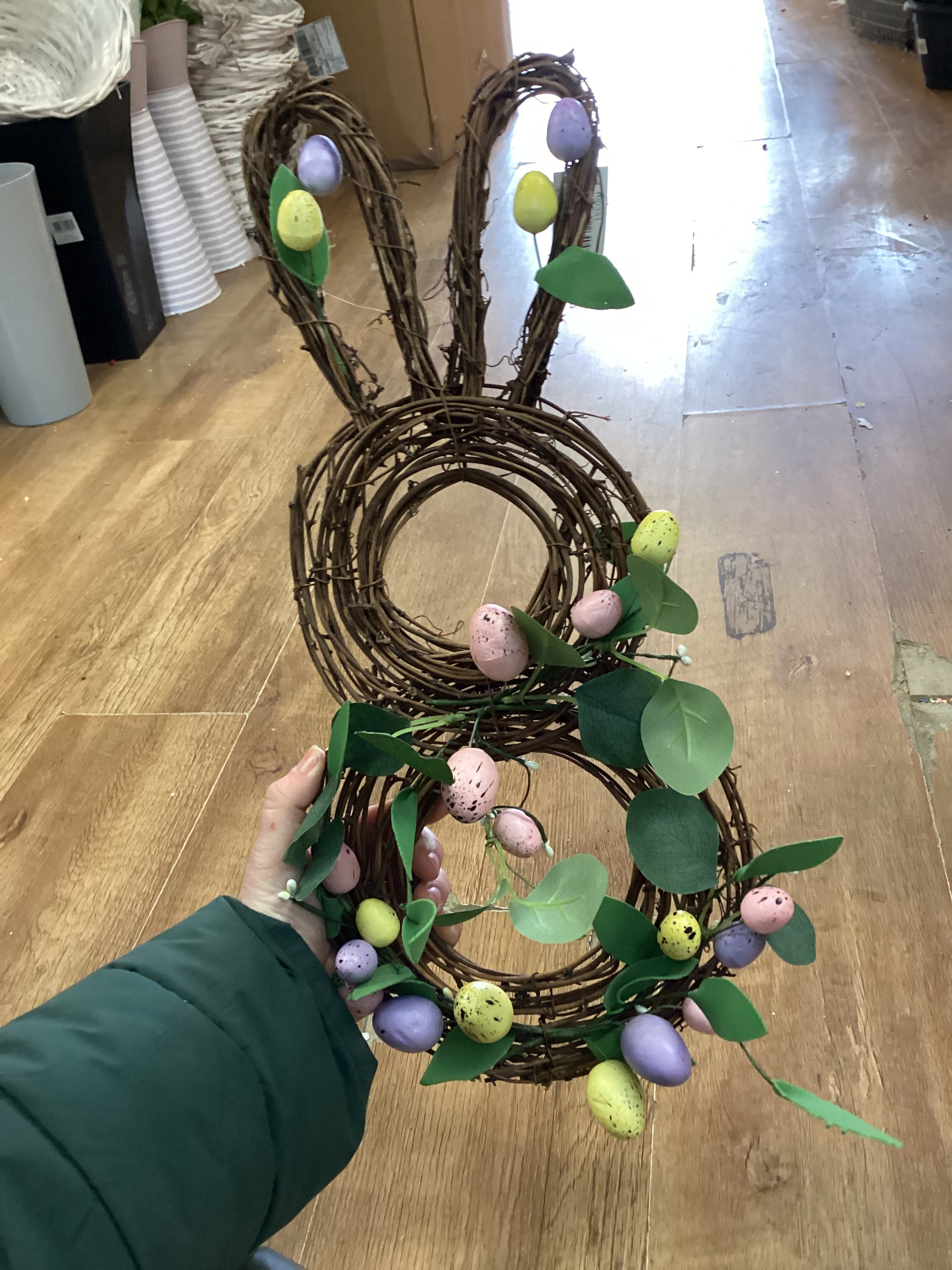 Grapevine Rabbit wreath with Easter eggs