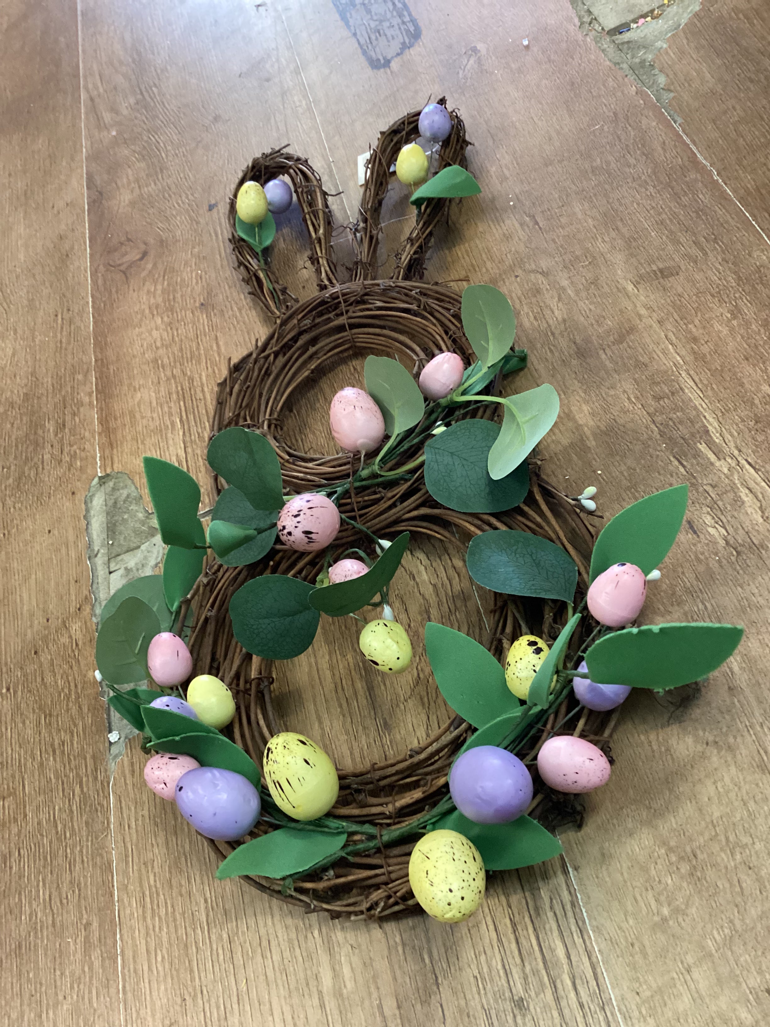 Grapevine Rabbit wreath with Easter eggs