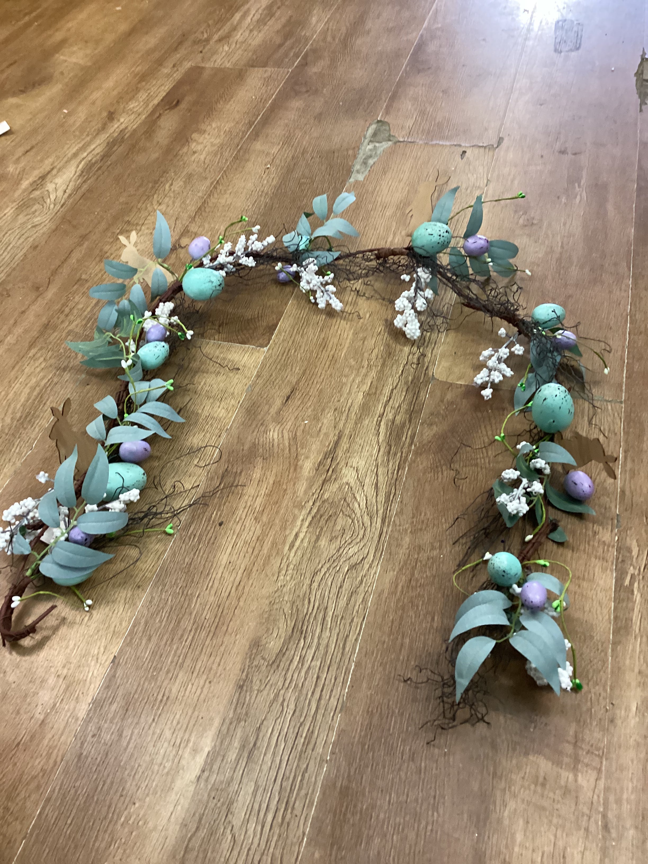 Wooden rabbit and Easter egg garland