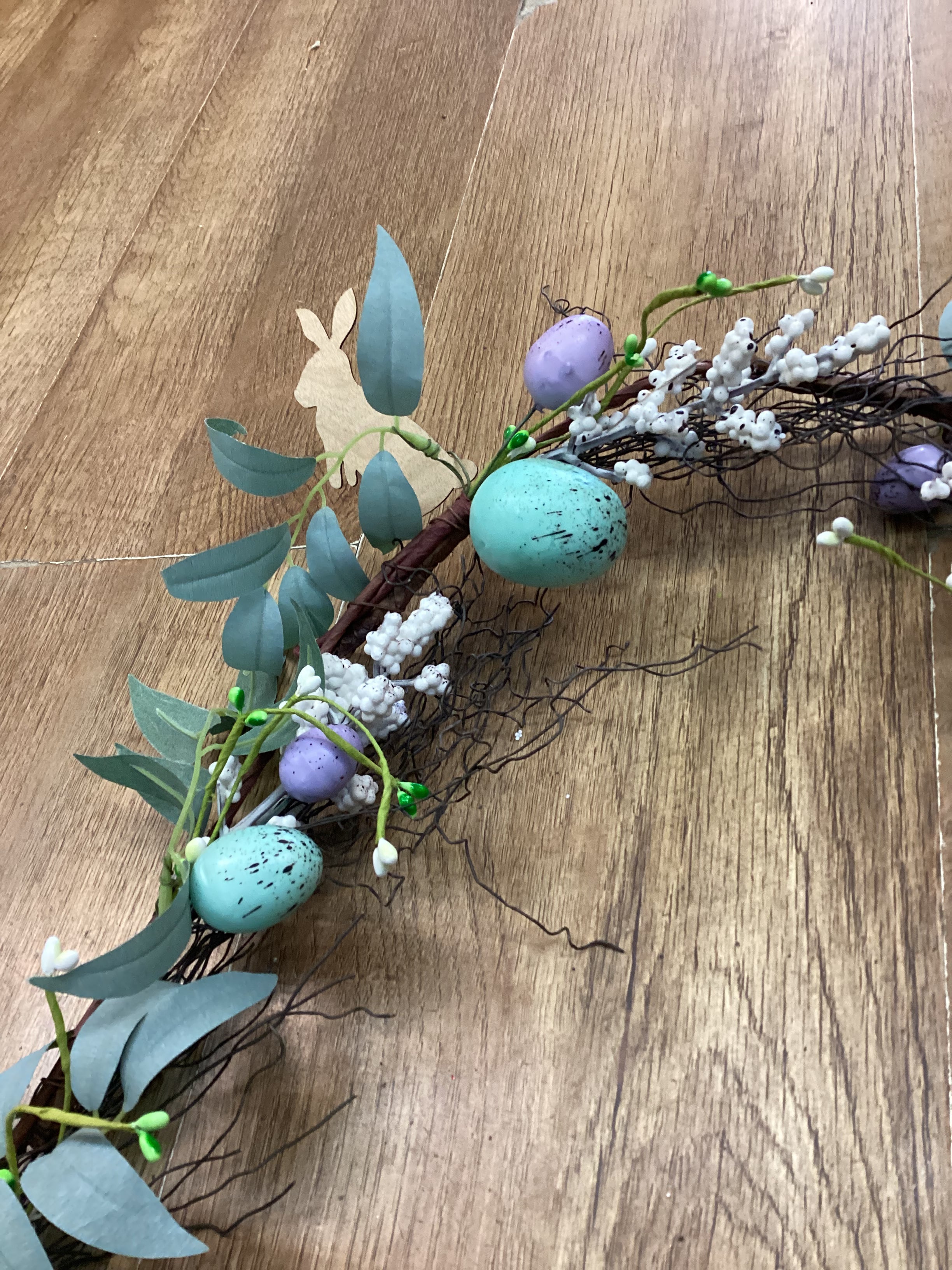 Wooden rabbit and Easter egg garland