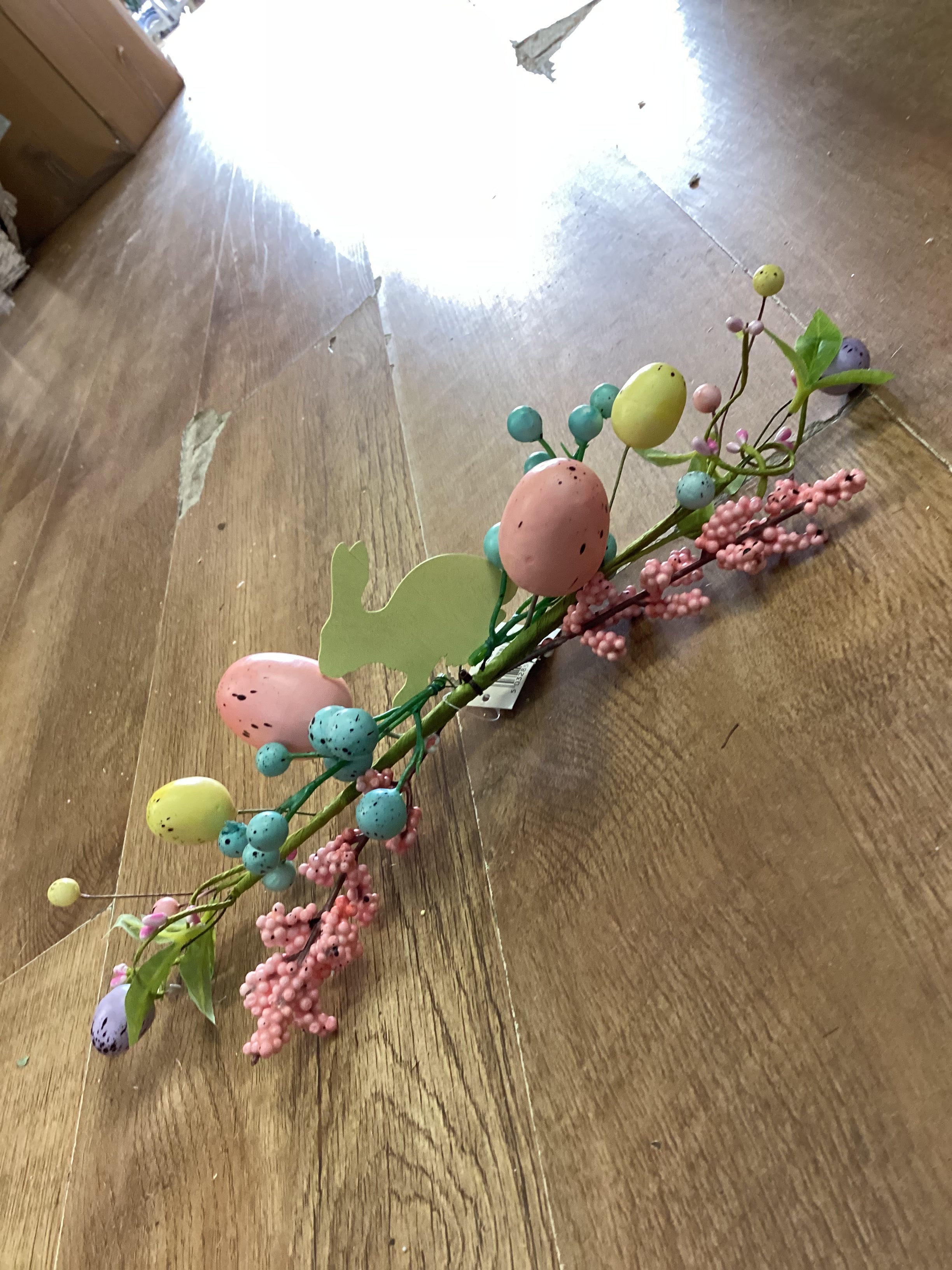 Small wooden Rabbit and egg Easter swag