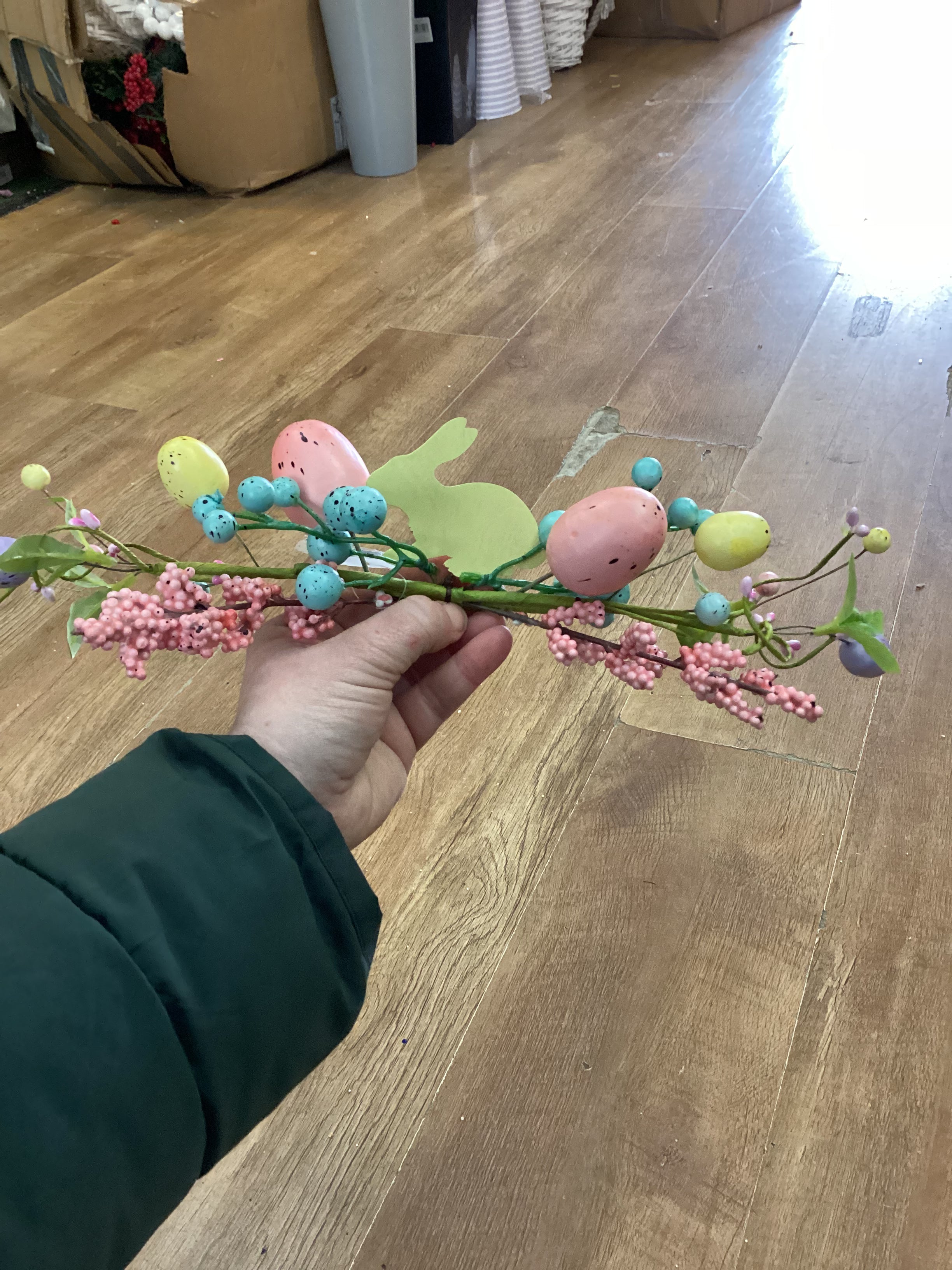 Small wooden Rabbit and egg Easter swag