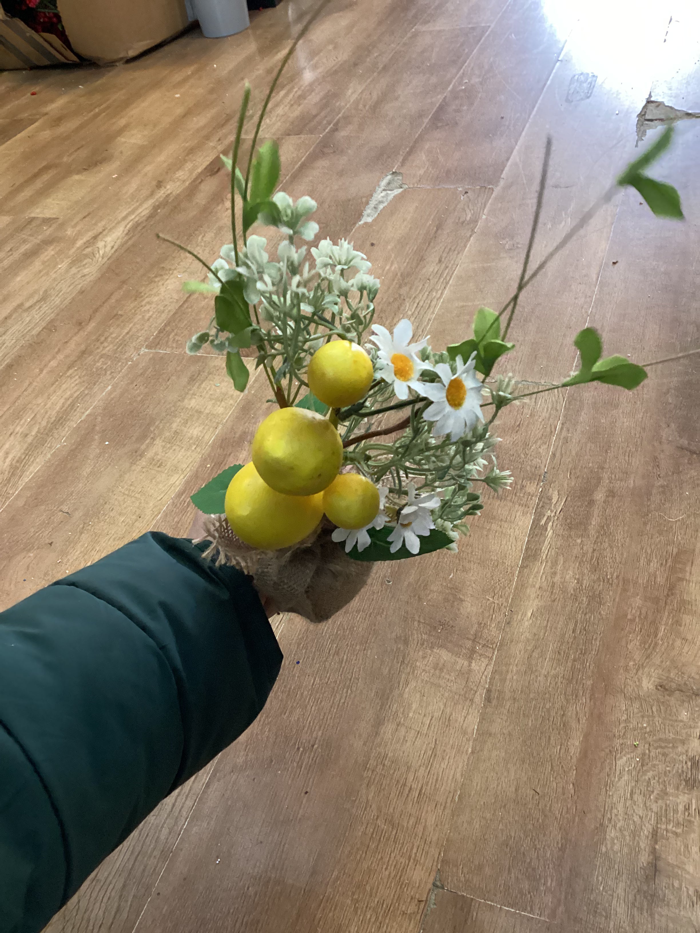 Lemon display in burlap